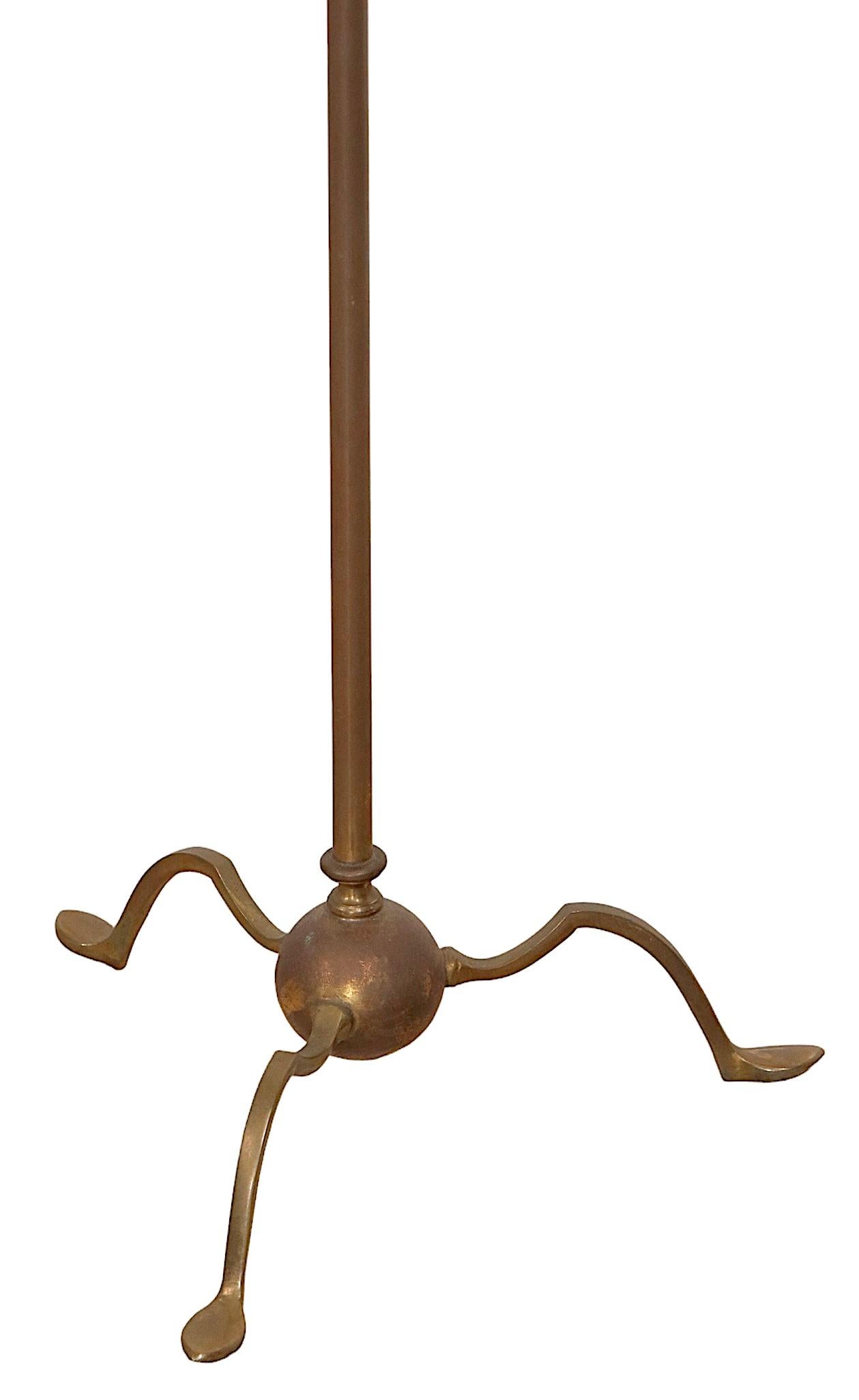 American Articulating Brass Reading Floor Lamp in the Classical Style, C. 1900- 1930's For Sale