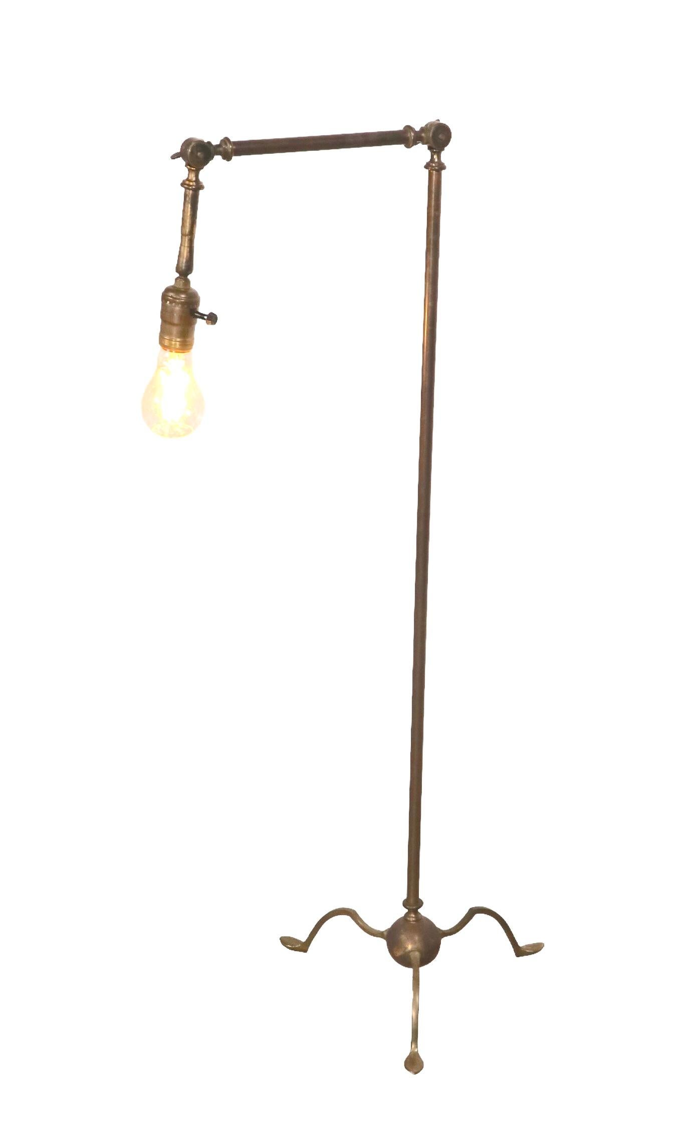 Articulating Brass Reading Floor Lamp in the Classical Style, C. 1900- 1930's For Sale 2