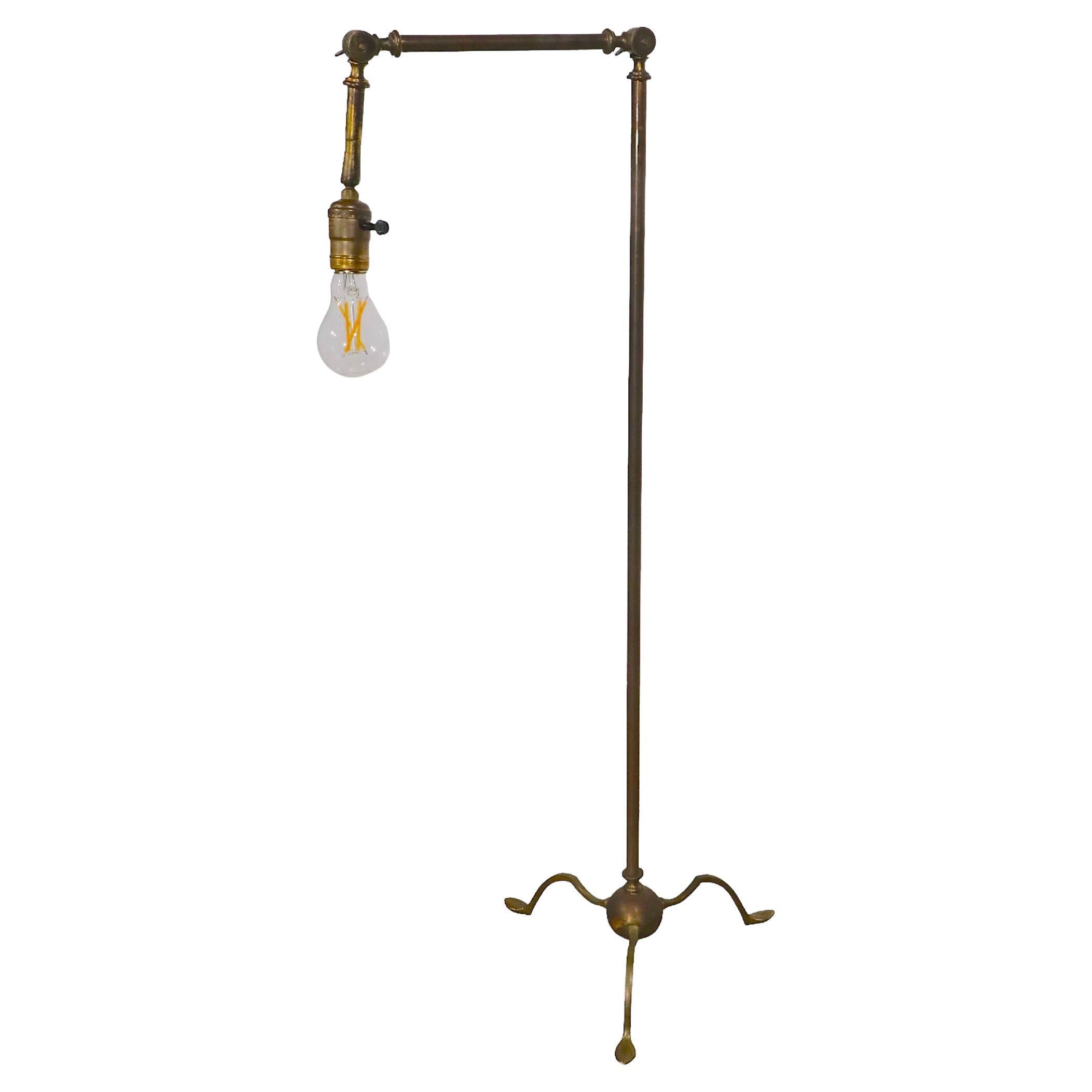 Articulating Brass Reading Floor Lamp in the Classical Style, C. 1900- 1930's For Sale
