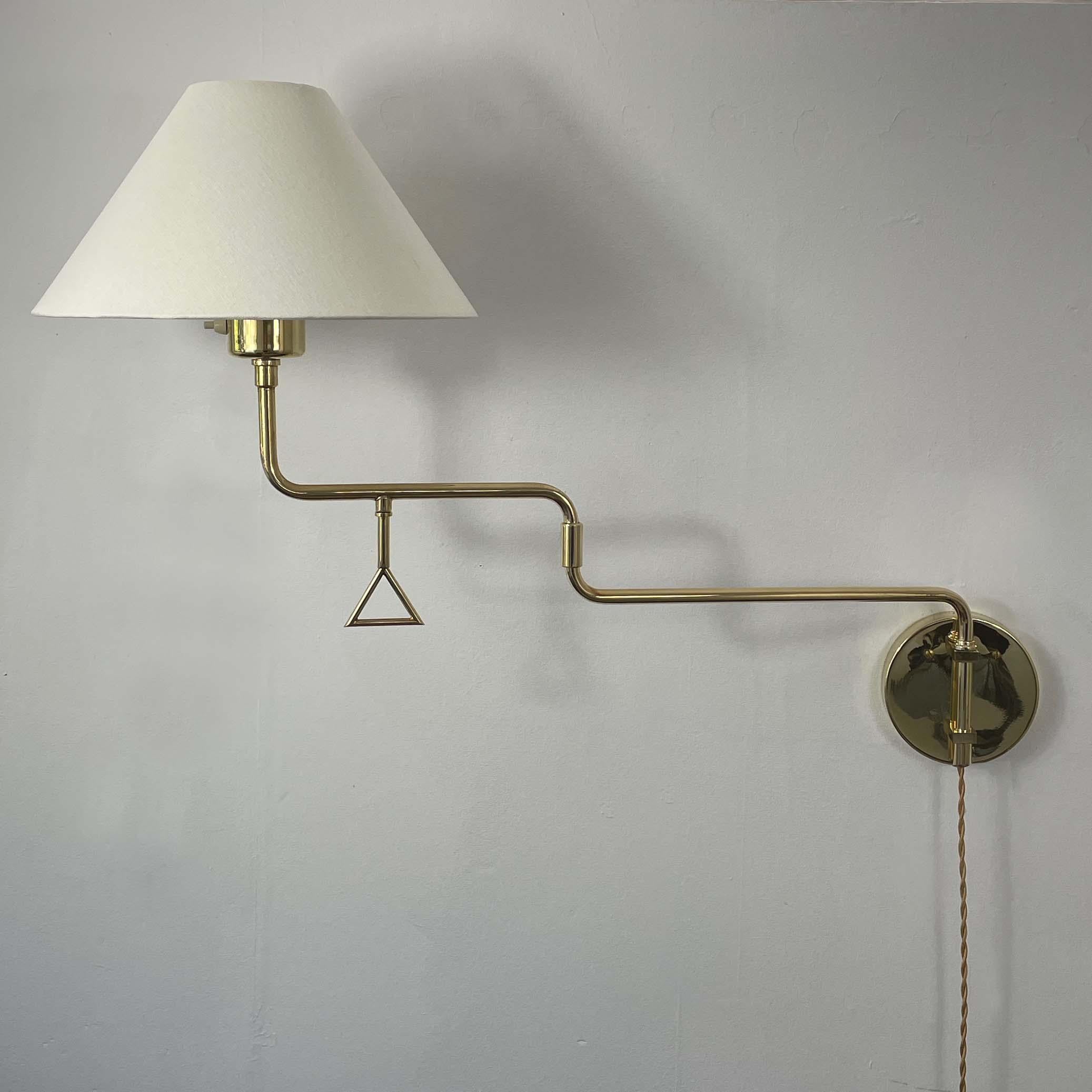 Articulating Brass Wall Light, Armatur Hantverk Tibro, Sweden 1950s For Sale 5