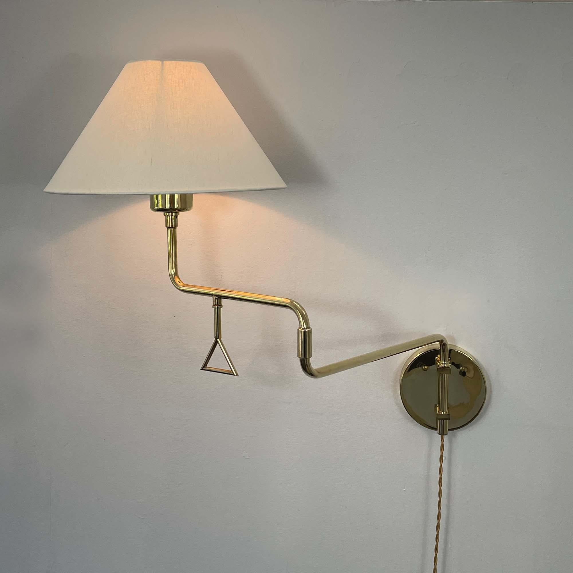 Articulating Brass Wall Light, Armatur Hantverk Tibro, Sweden 1950s For Sale 9