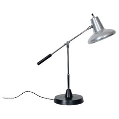 Chrome & Black Enamel Swing Arm Desk Lamp with Aluminum Shade, Circa 1960's