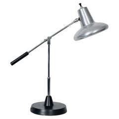 Articulating Chrome & Black Enamel Desk Lamp with Aluminum Shade, Circa 1960's
