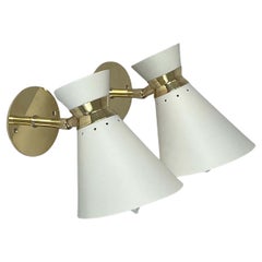 Articulating Diabolo Wall Lights, Rene Mathieu, France 1950s