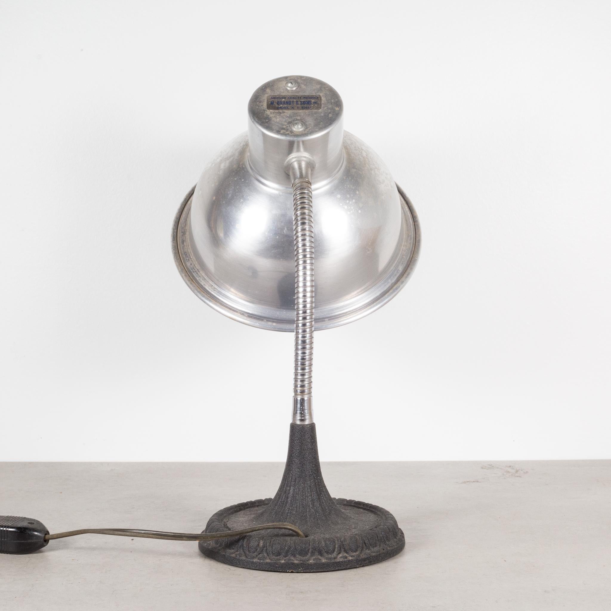 Industrial Articulating Gooseneck Table Lamp with Cast Iron Base c.1930 For Sale