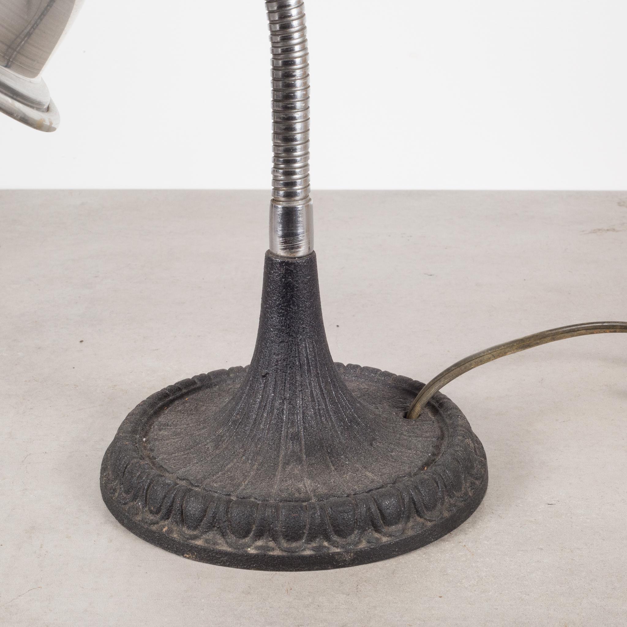 20th Century Articulating Gooseneck Table Lamp with Cast Iron Base c.1930 For Sale
