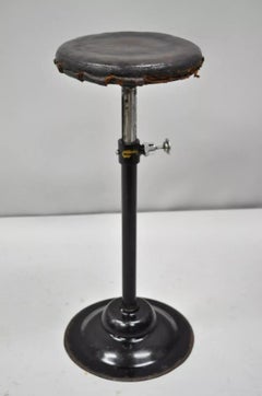 Articulating Industrial Modern Brown Leather Adjustable Work Stool by Peerless