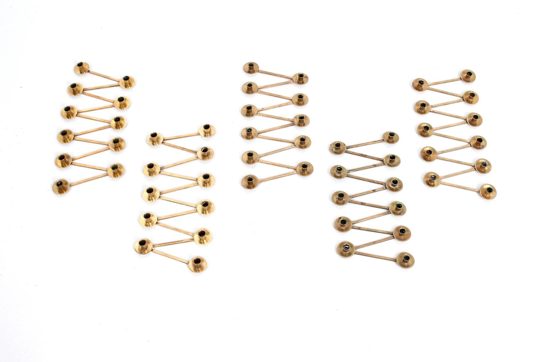 Scandinavian Modern Articulating Swedish Brass Candlestick Collection