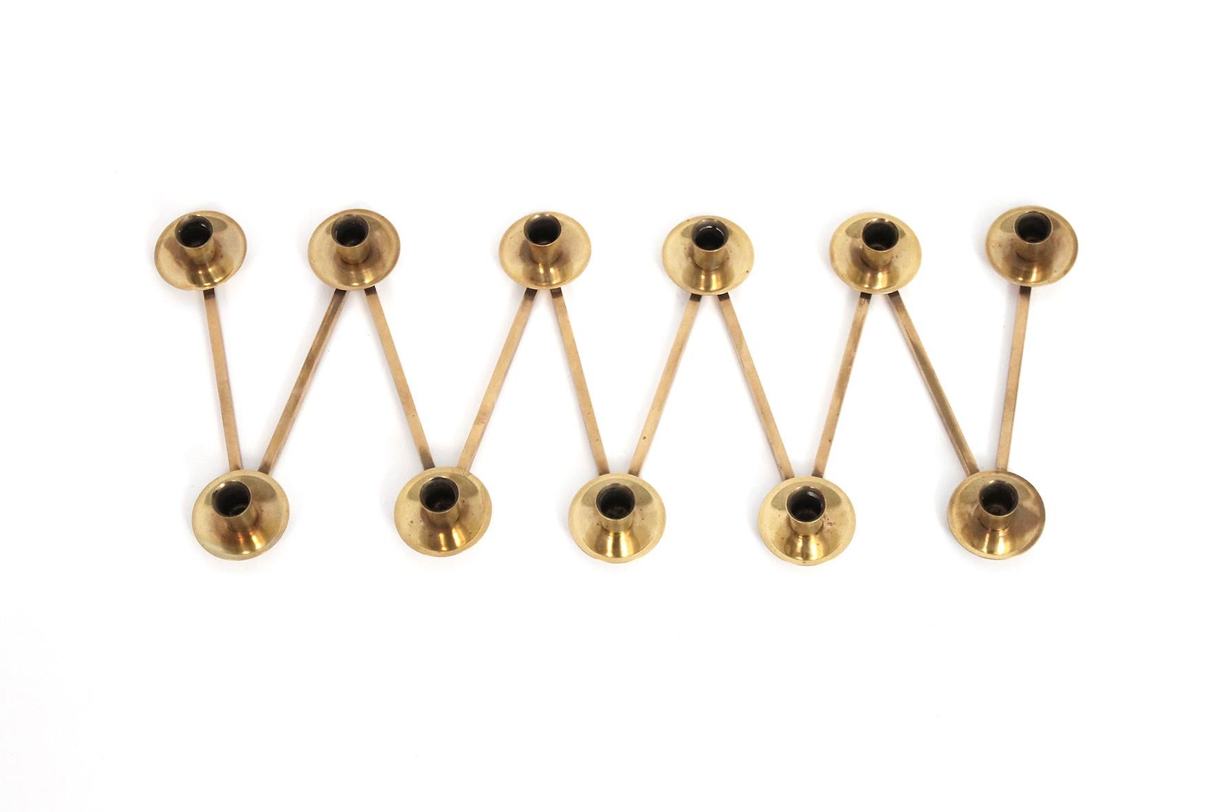 20th Century Articulating Swedish Brass Candlestick Collection