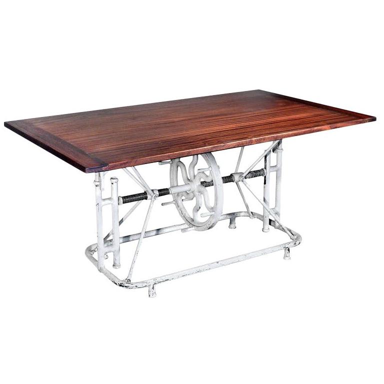 Articulating Table Base with Beautiful Wood Top For Sale