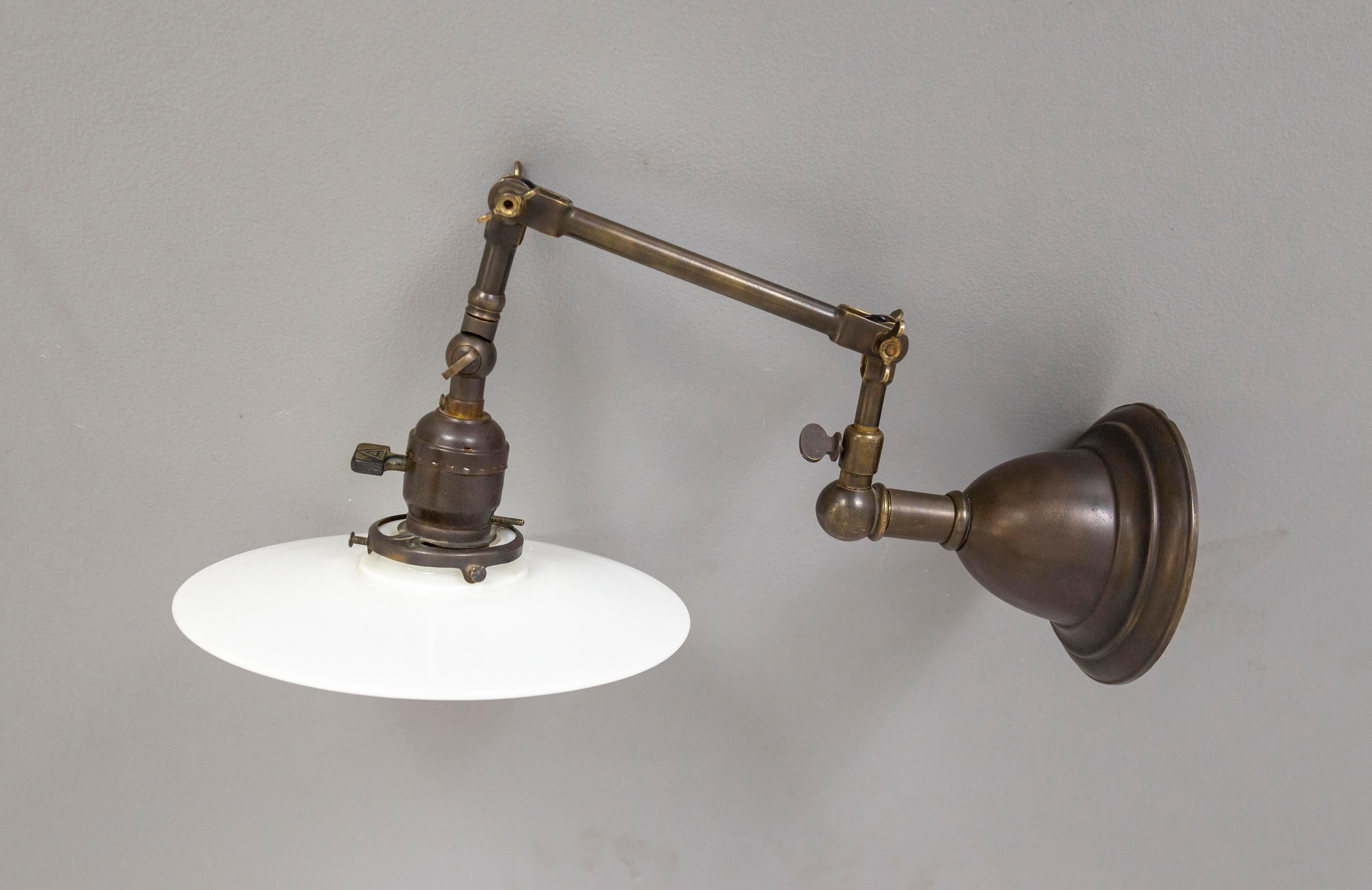 Articulating Victorian Electrified Gas Task Sconces 'Pair' 5