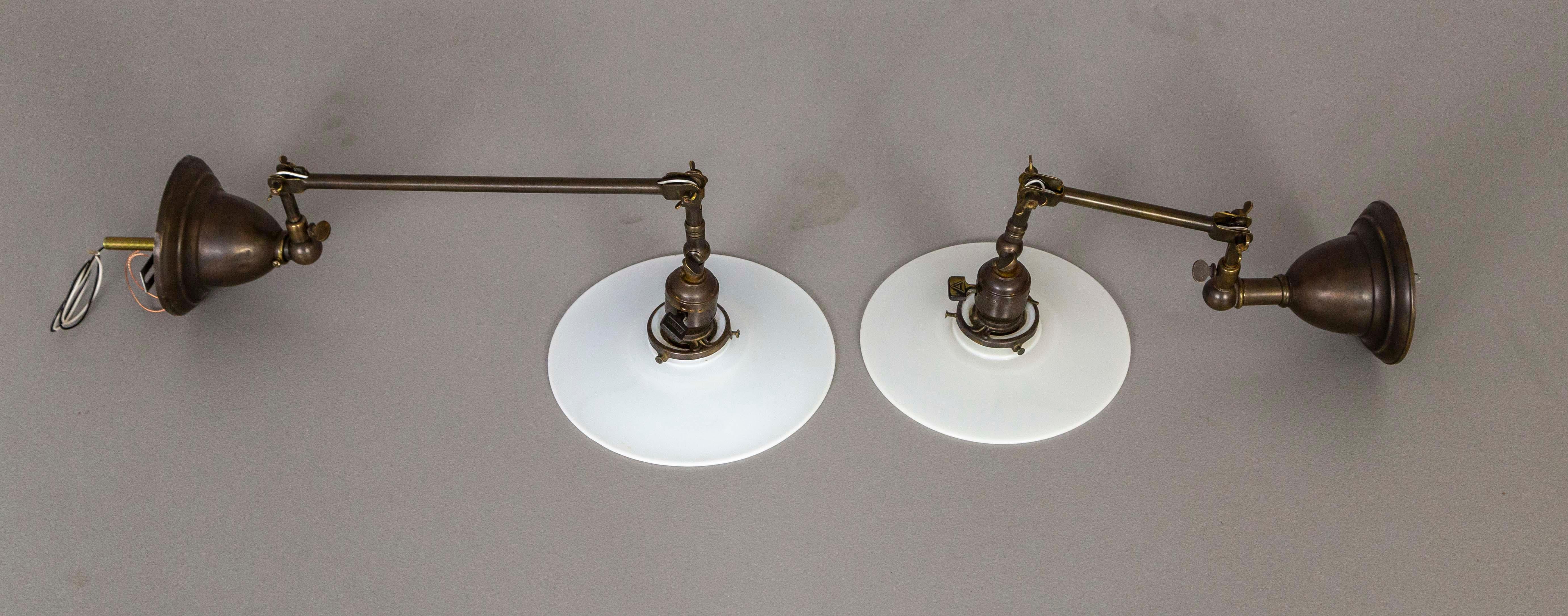 Late Victorian Articulating Victorian Electrified Gas Task Sconces 'Pair'