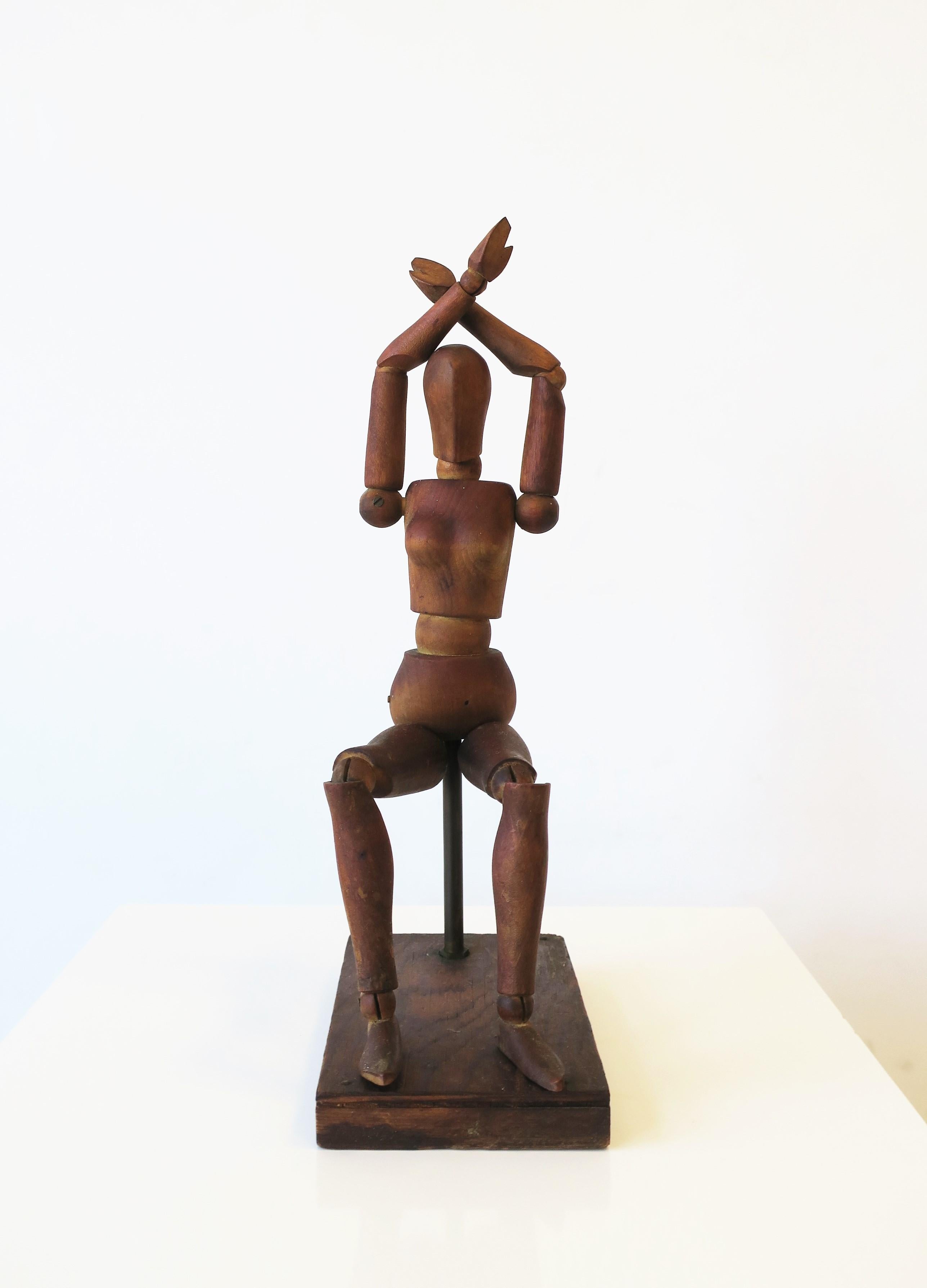 Modern Wood Model Female Figure Sculpture Piece Articulating