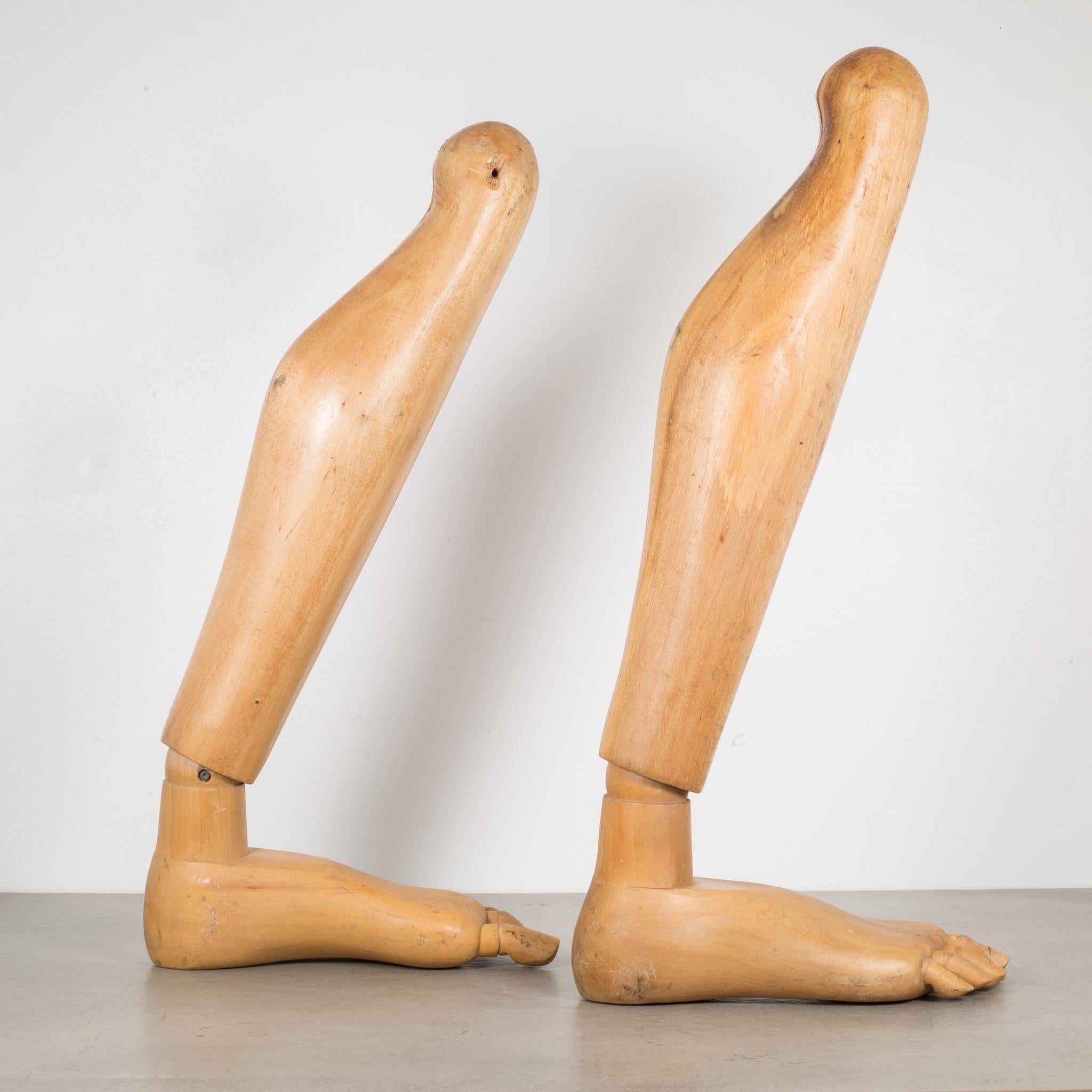 Industrial Articulating Wooden Mannequin Feet and Legs, circa 1940