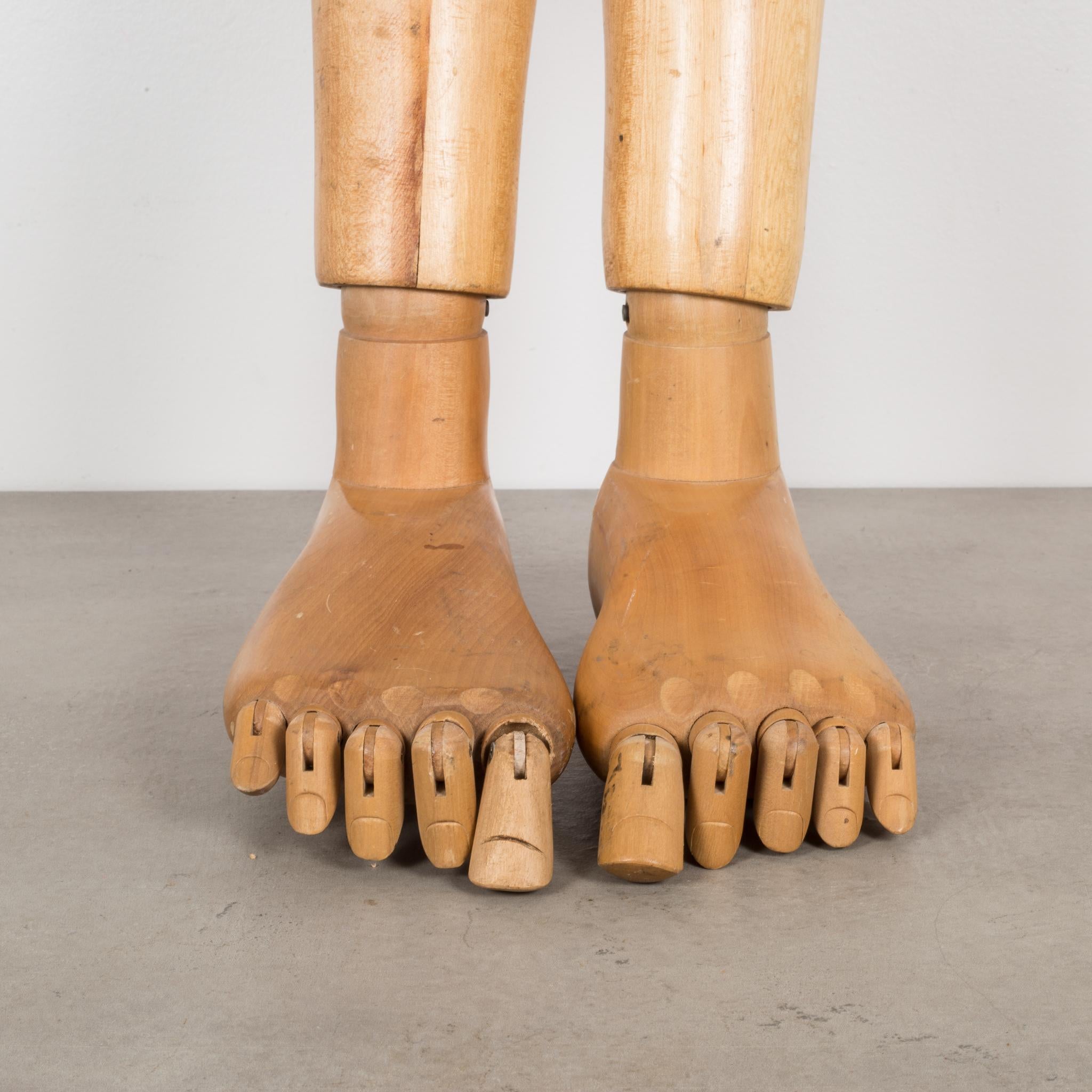 Articulating Wooden Mannequin Feet and Legs, circa 1940 In Good Condition In San Francisco, CA