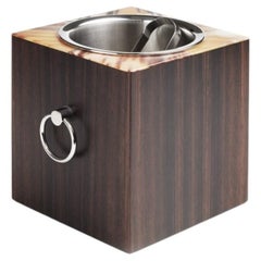 Artide Ice Bucket in Glossy Horn, Ebony Veneer & Stainless Steel by Arcahorn