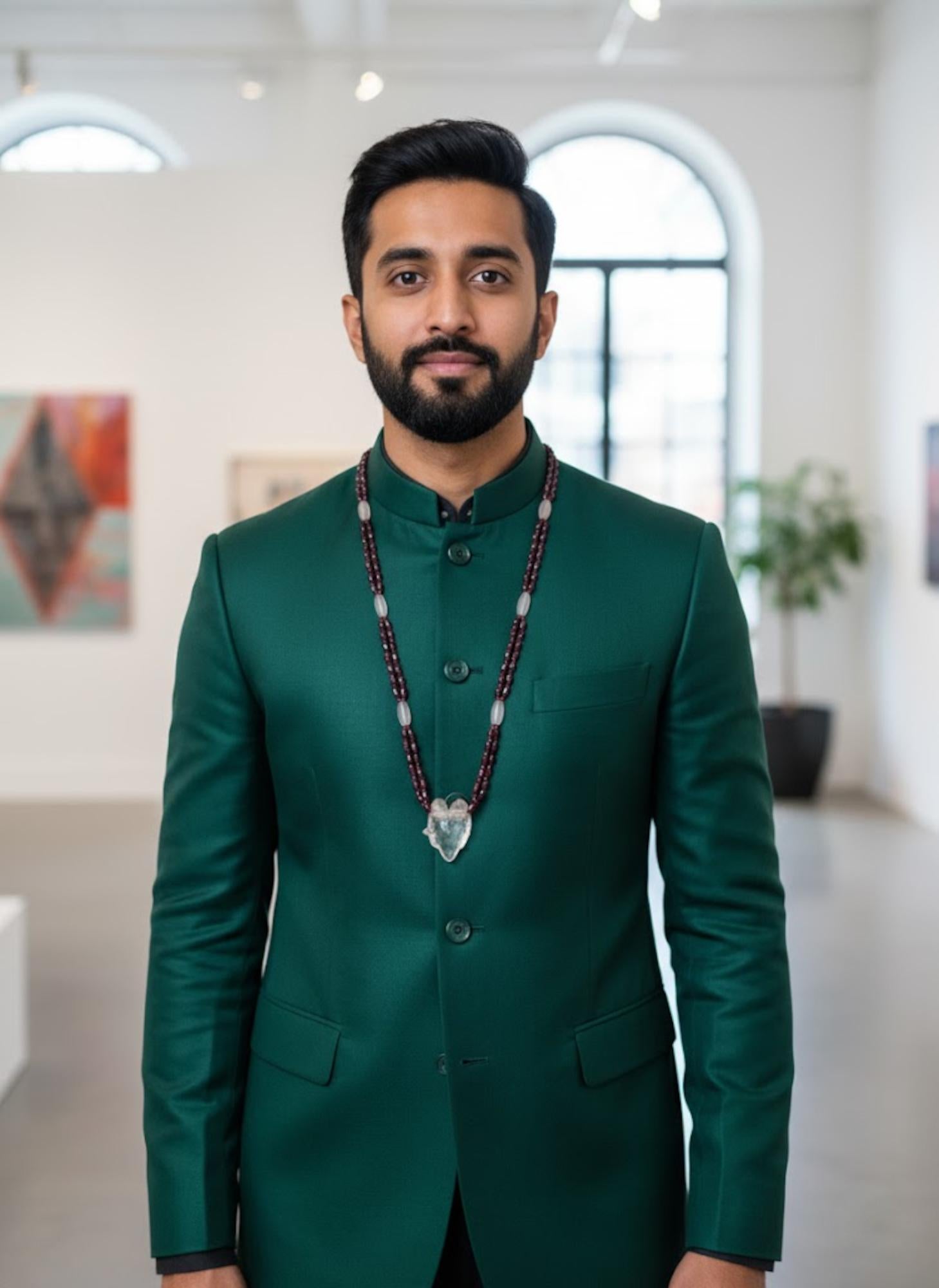 Artifact Mogul Estate Collier Amulette en cristal de roche à tête de bélier et perles de grenat en vente 5