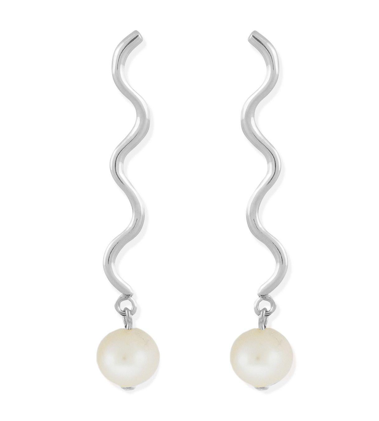 Inspired by the works of Verner Panton, these earrings are a playful exploration of line and form featuring a delicate wavy pattern and freshwater pearls. Each pair is cast from recycled sterling silver and handmade in New York City.

ABOUT THE