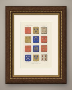 Artificial Figures in Heraldry, Antique Chromolithograph, 1851
