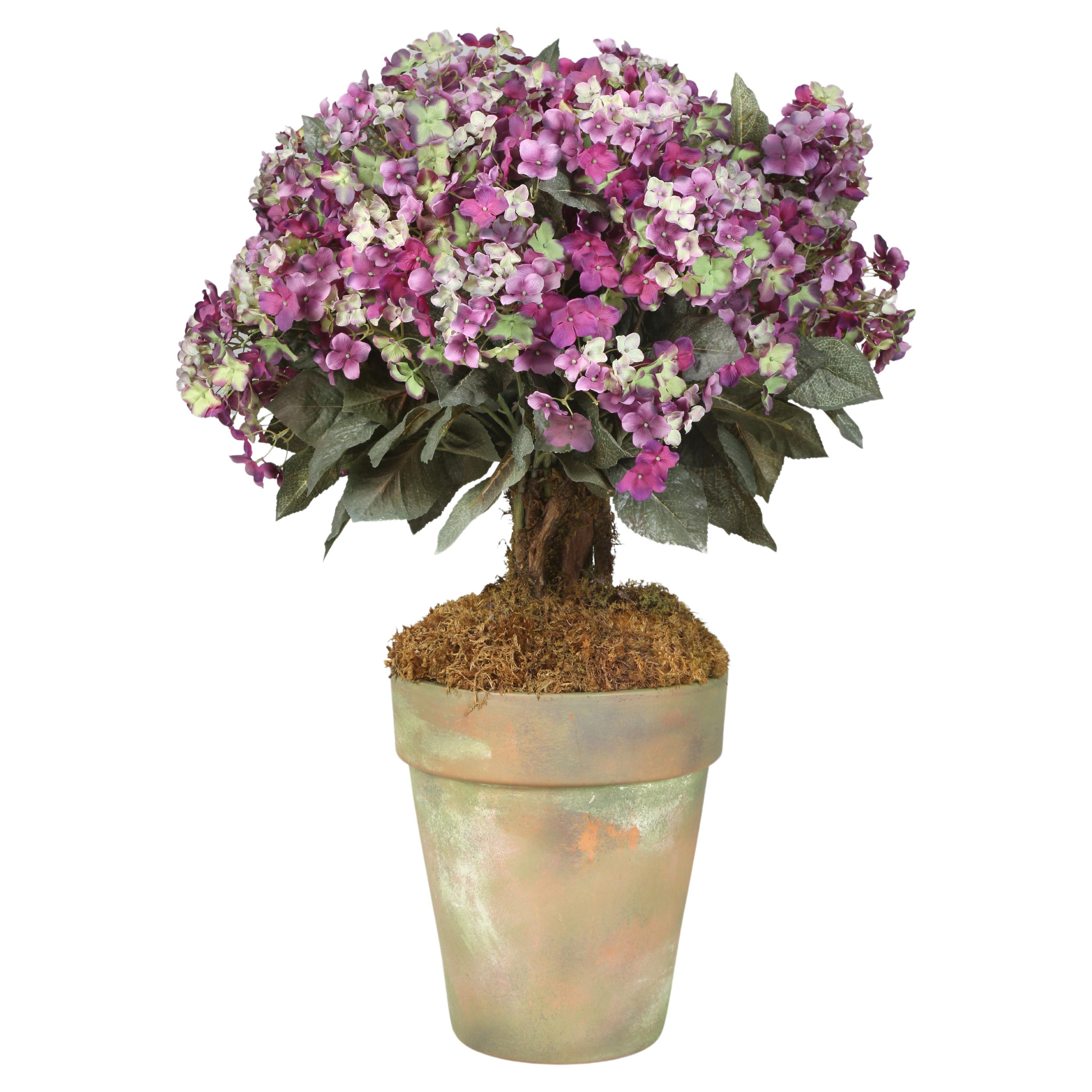 Artificial Floral Arrangement of Purple Hydrangea by Florita Nova of Italy For Sale