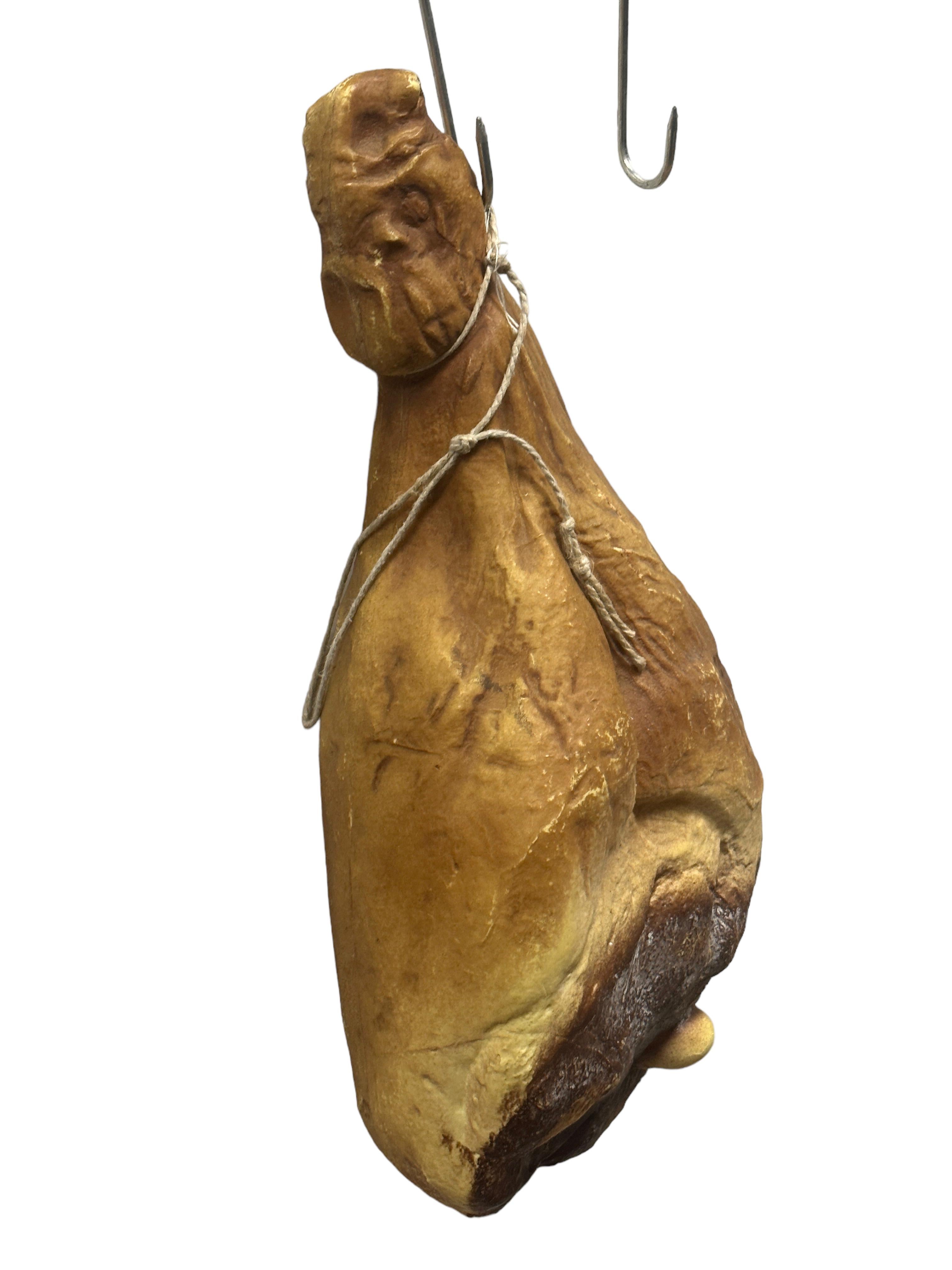 Mid-20th Century Artificial Smoked Parma Ham Country Kitchen Folk Art Decoration Vintage 1950s For Sale