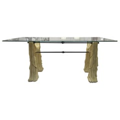 Vintage Artificial Stone and Glass Dining Table, circa 1970