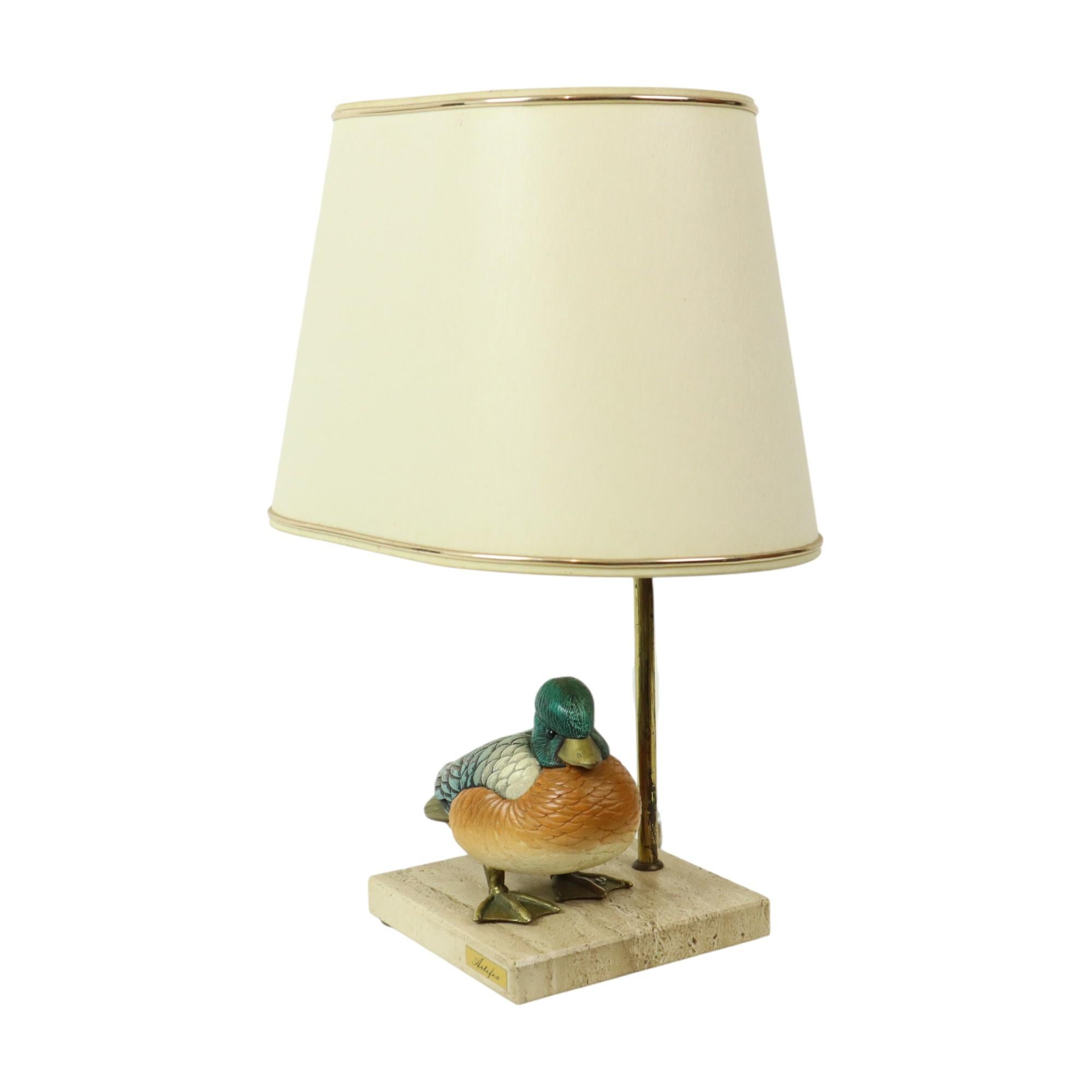 Artiflex Duck Lamp Design Brass Resin Travertine Malevolti For Sale 4