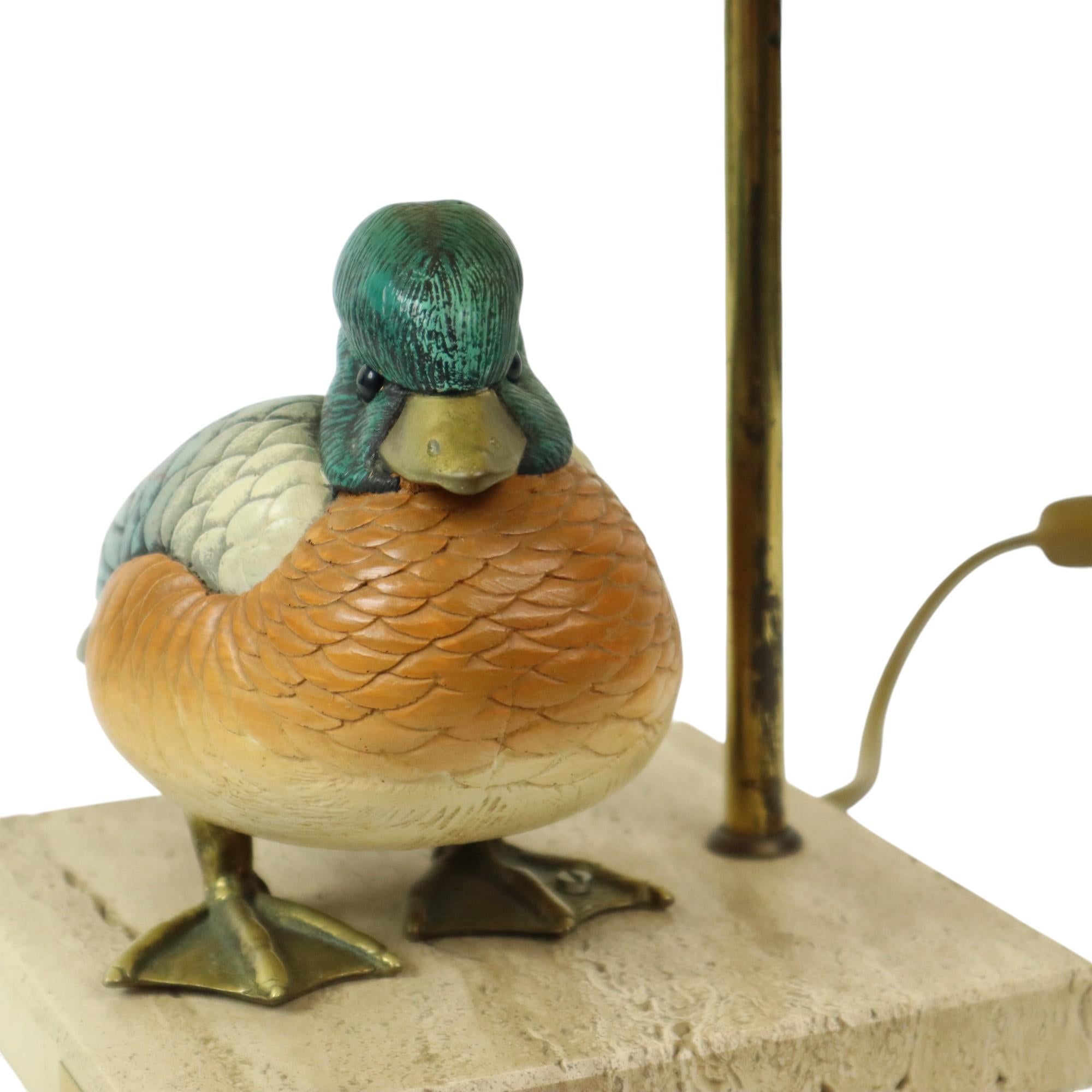 Artiflex Duck Lamp Design Brass Resin Travertine Malevolti For Sale 6