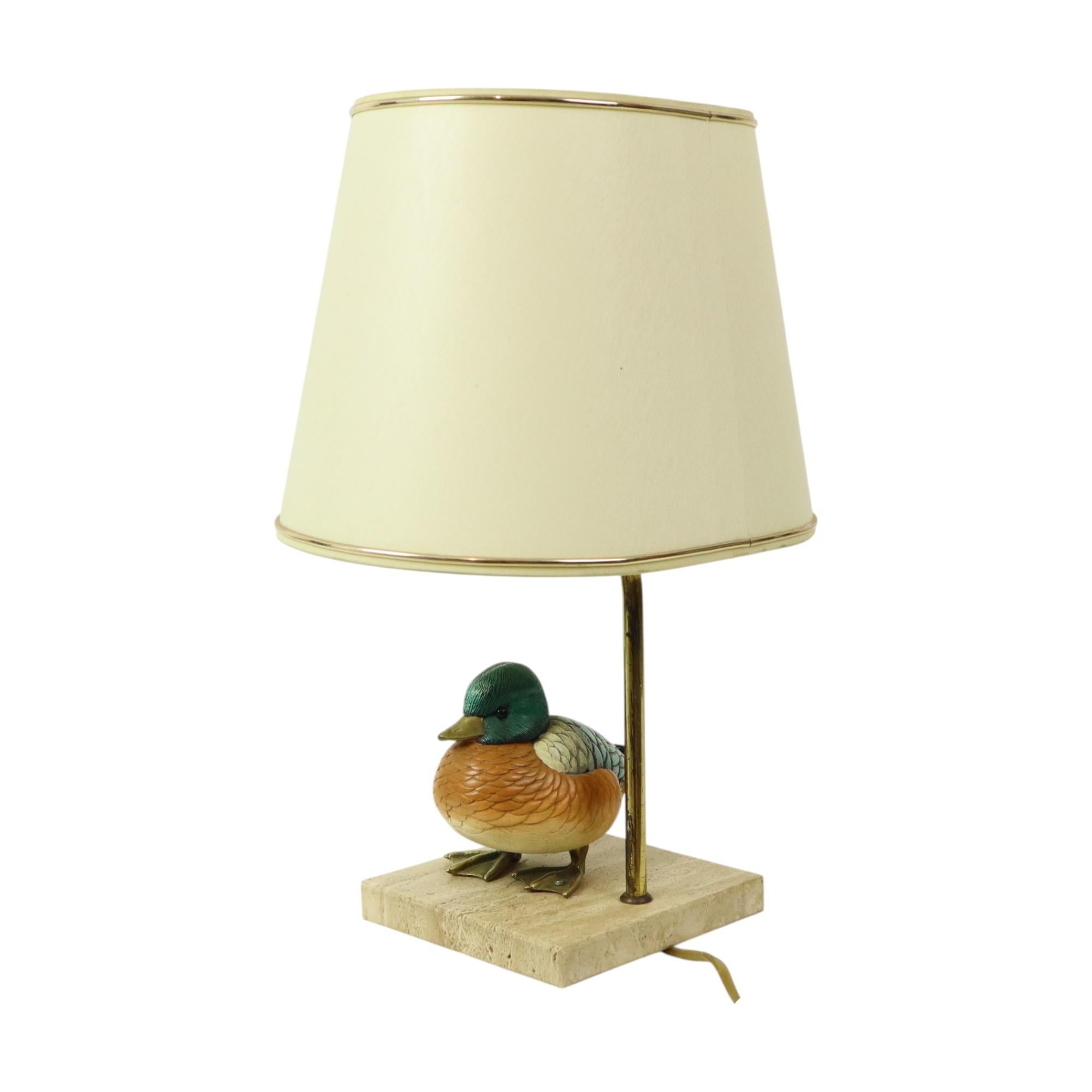 Artiflex Duck Lamp Design Brass Resin Travertine Malevolti For Sale 9