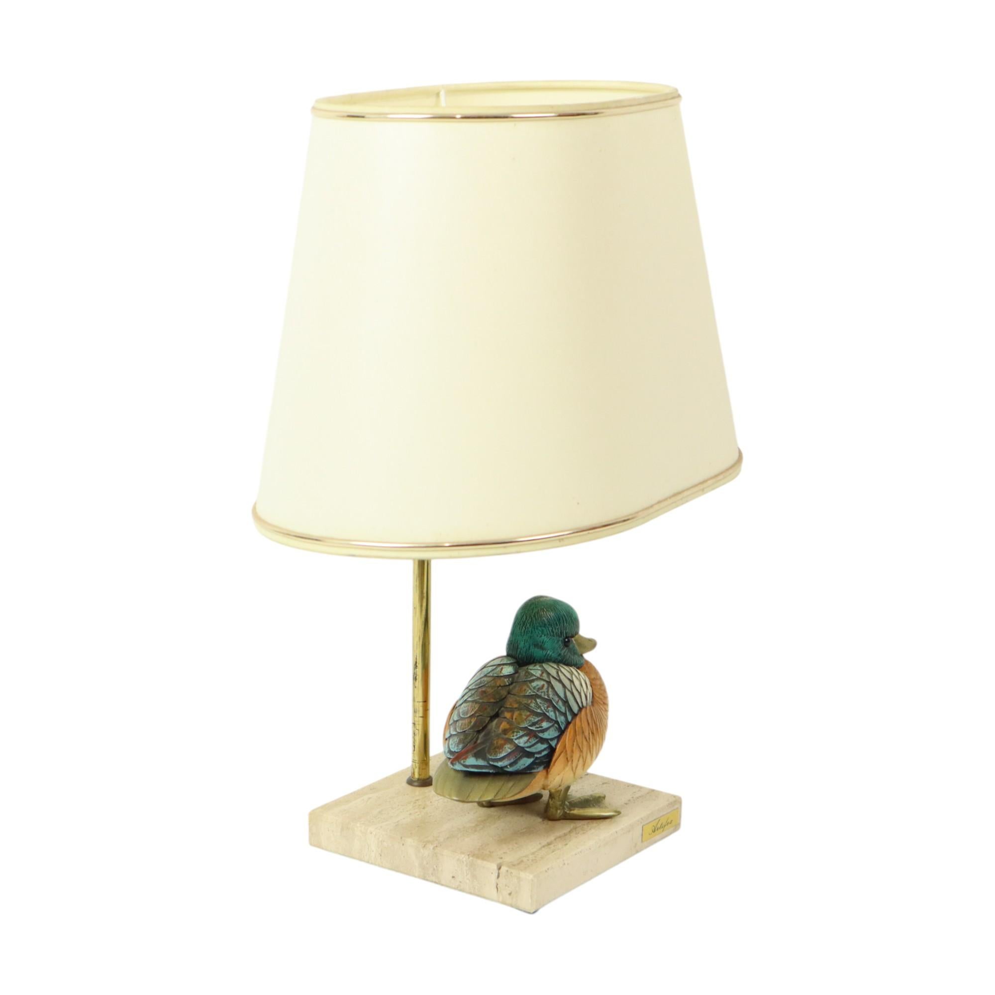 Artiflex Duck Lamp Design Brass Resin Travertine Malevolti For Sale 11