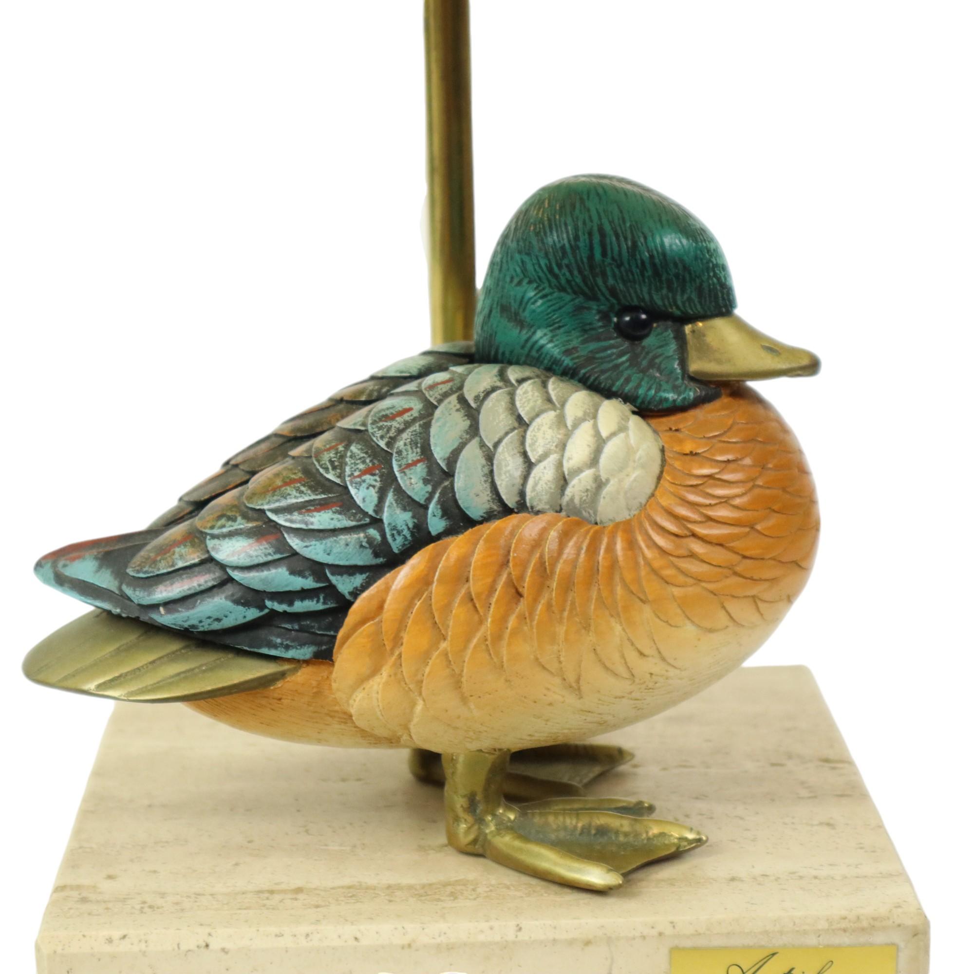 Artiflex Duck Lamp Design Brass Resin Travertine Malevolti For Sale 2