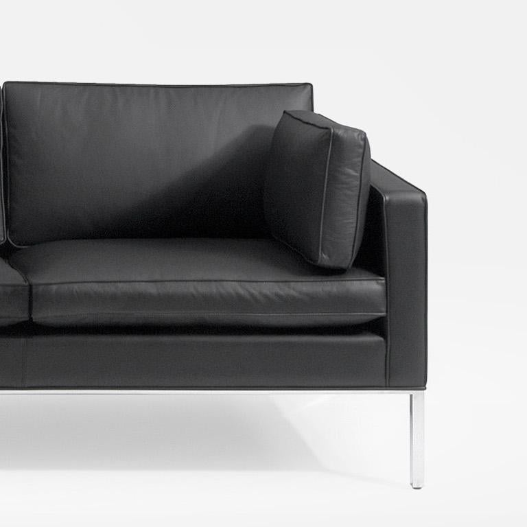 black sofa with cushions