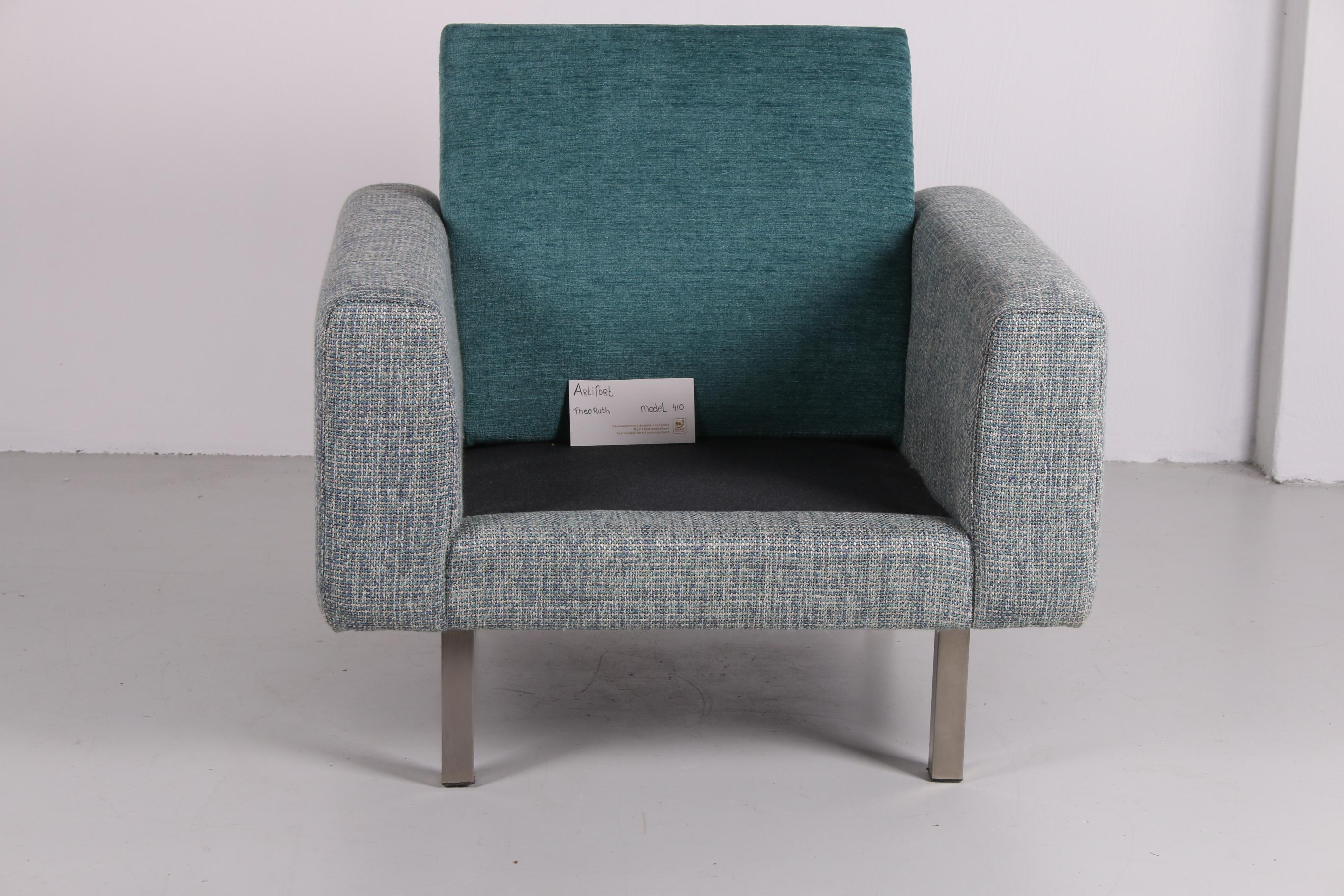 Fabric Artifort Armchairs Model 410 from Theo Ruth Set 50's Artifort Armchairs Model 41