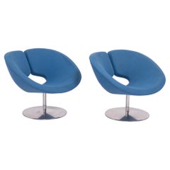 Artifort by Patrick Norguet Apollo Blue Armchairs, Set of 2
