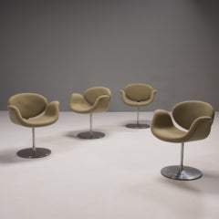 Artifort par Pierre Paulin, ensemble de 4 chaises pivotantes en tissu vert Little Tulip