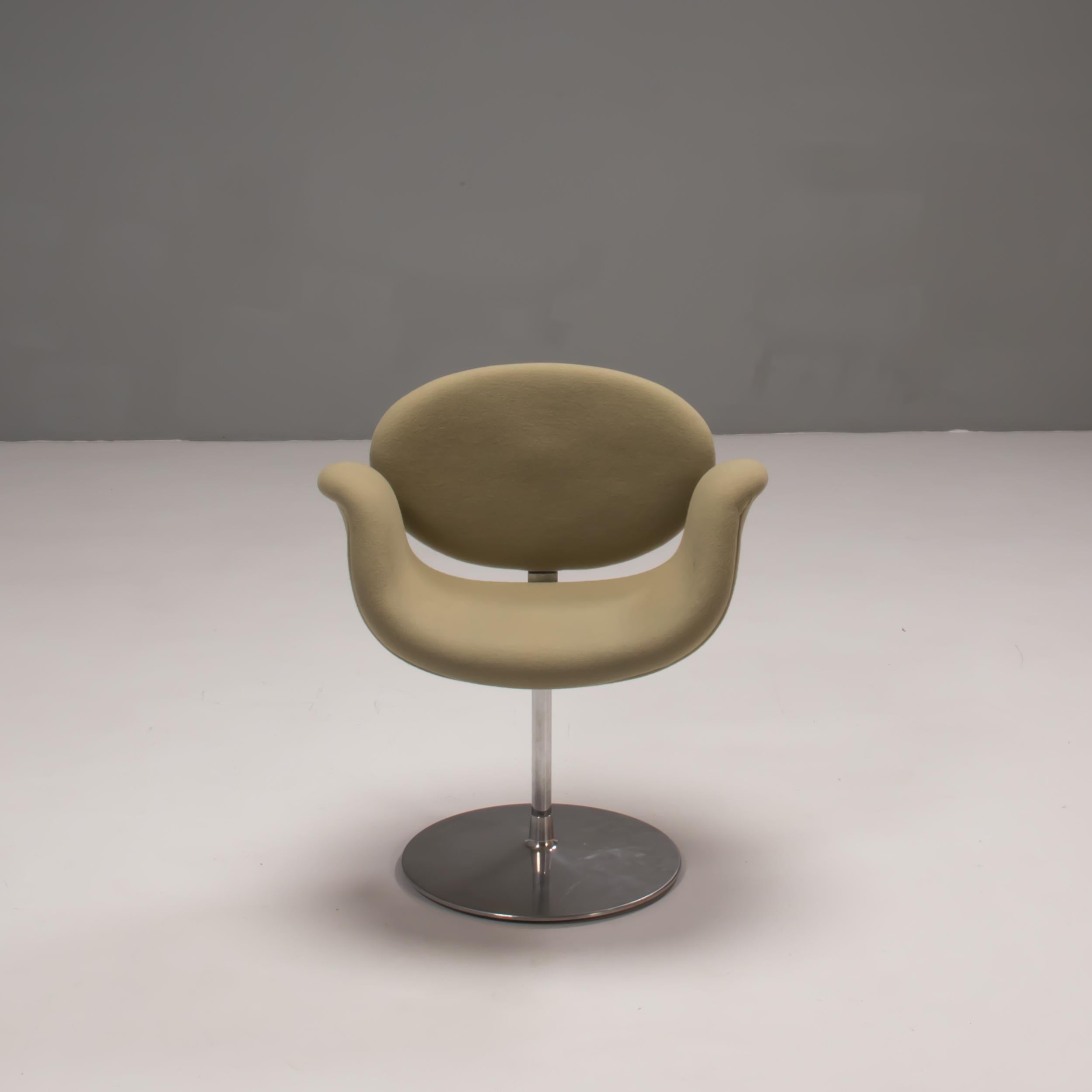 Artifort by Pierre Paulin Green Fabric Little Tulip Swivel Chairs, Set of 4 2
