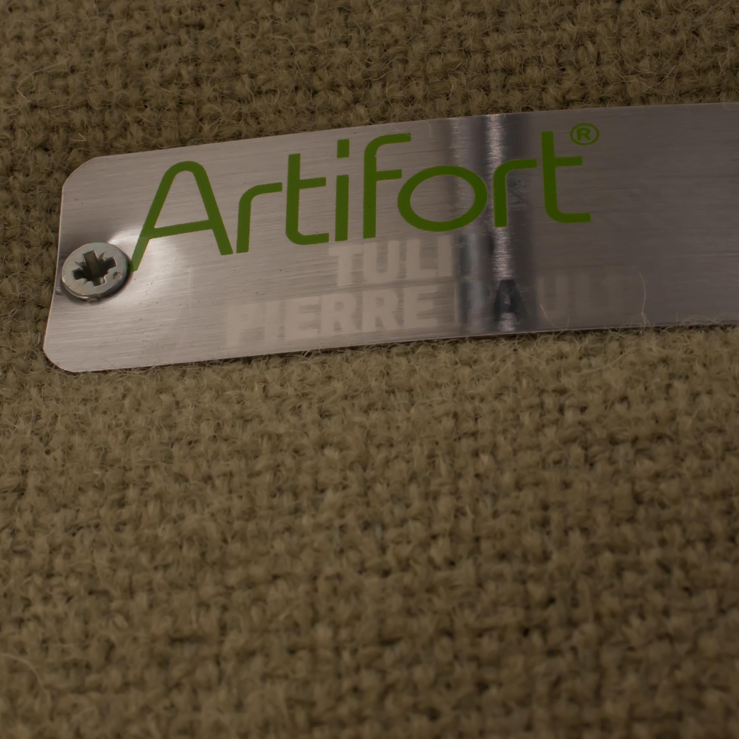 Artifort par Pierre Paulin, ensemble de trois chaises pivotantes Little Tulip en tissu vert en vente 8