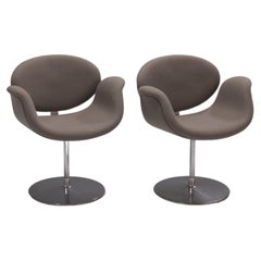 Artifort par Pierre Paulin - Ensemble de 2 fauteuils pivotants en tissu gris Little Tulip