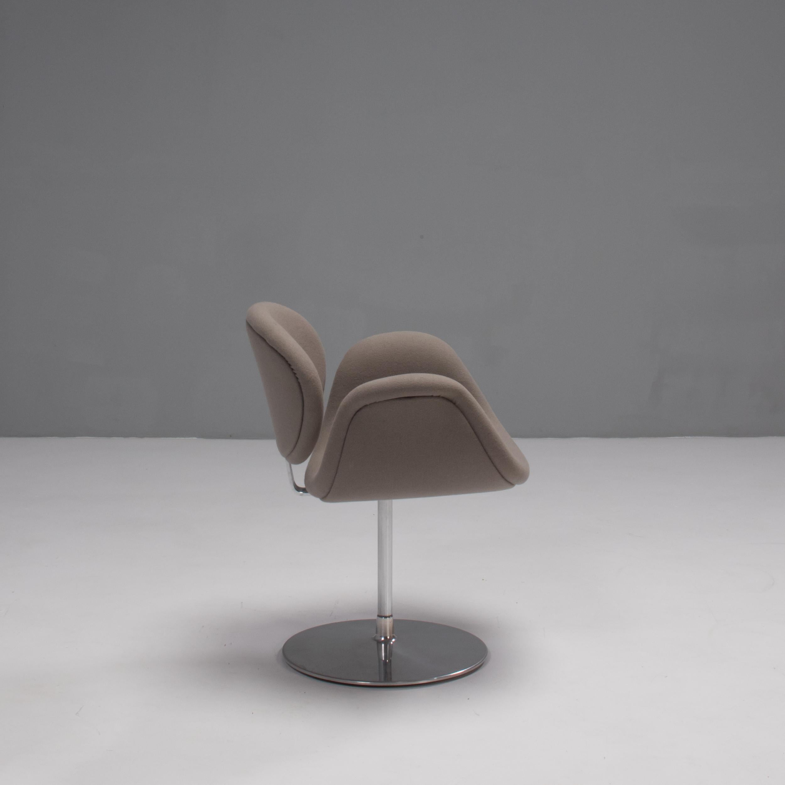 Mid-20th Century Artifort by Pierre Paulin Grey Fabric Little Tulip Swivel Chairs, Set of 4