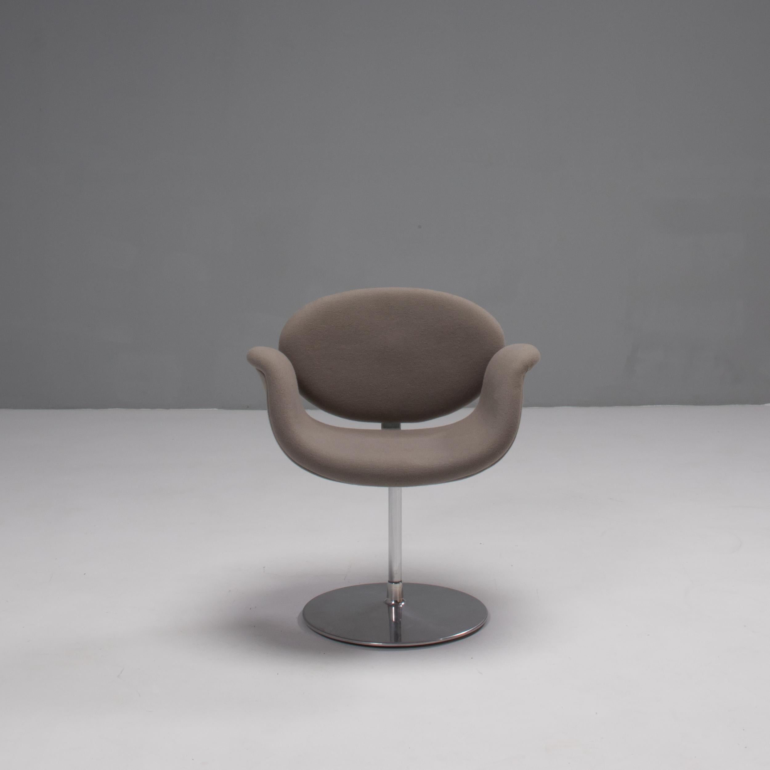 Artifort by Pierre Paulin Grey Fabric Little Tulip Swivel Chairs, Set of 4 2