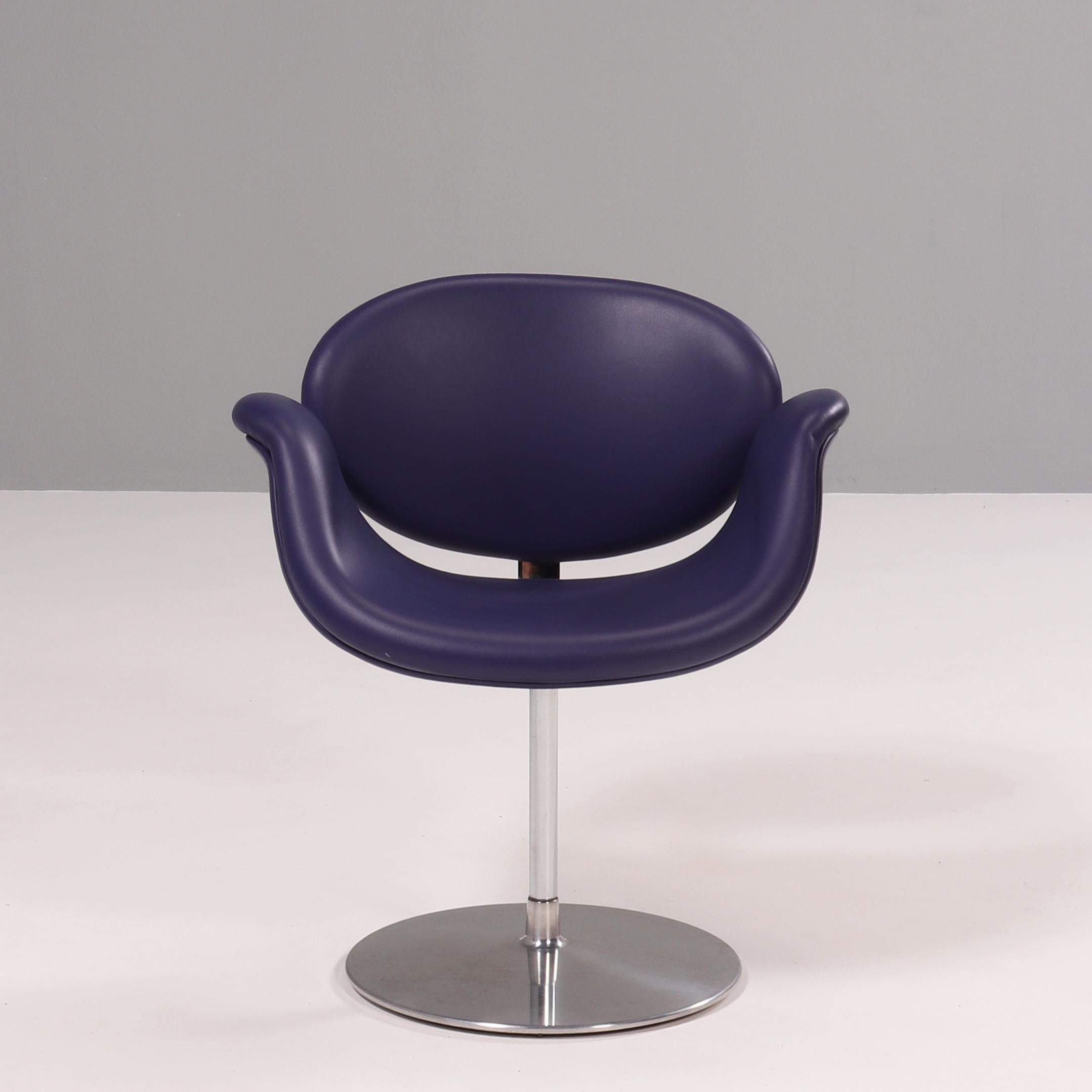 Artifort by Pierre Paulin Little Tulip Purple Leather Swivel Chair, 1960's 4