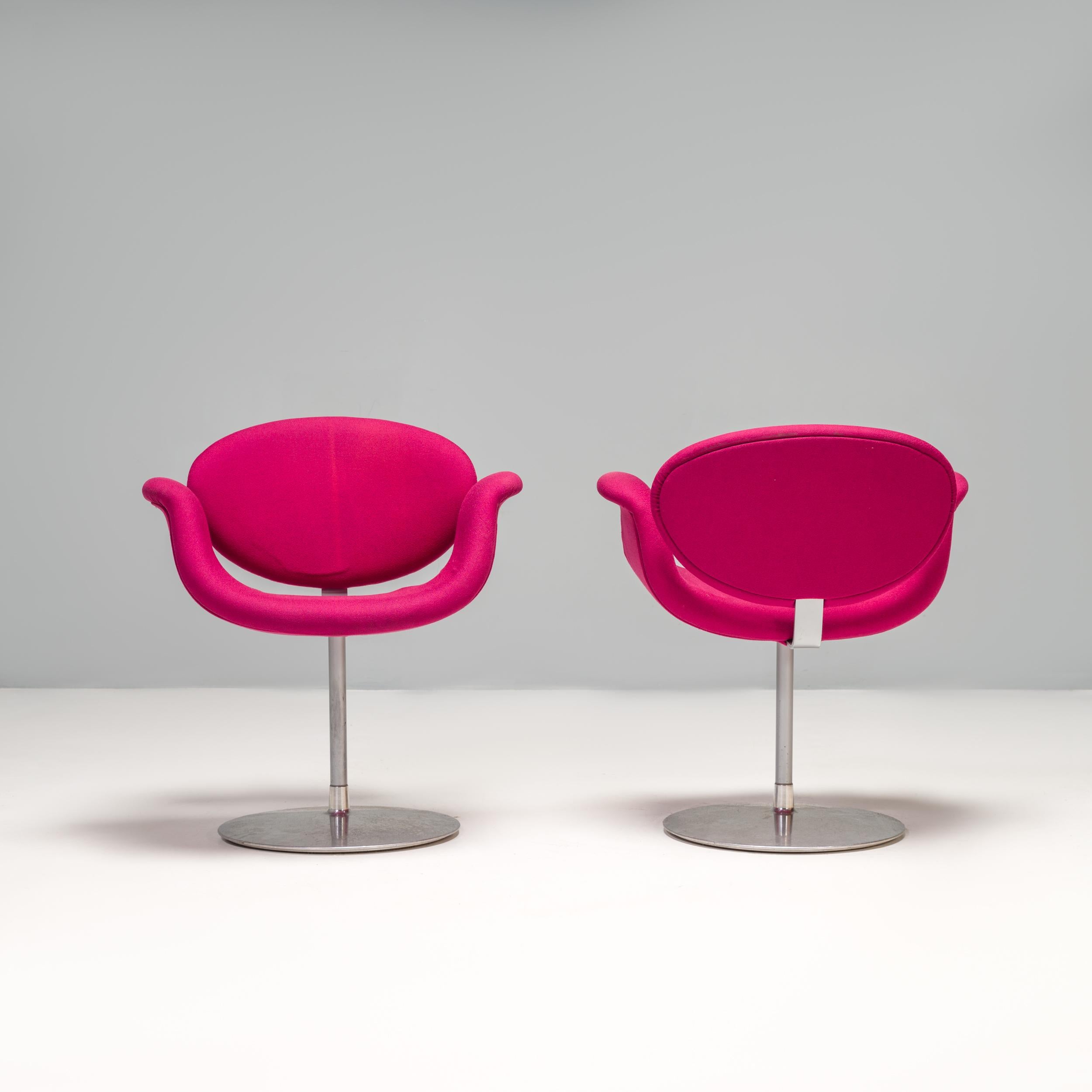 Schwenkbare Artifort-Stühle aus rosa Stoff von Pierre Paulin mit Tulpen, 4er-Set im Zustand „Relativ gut“ in Basildon, London