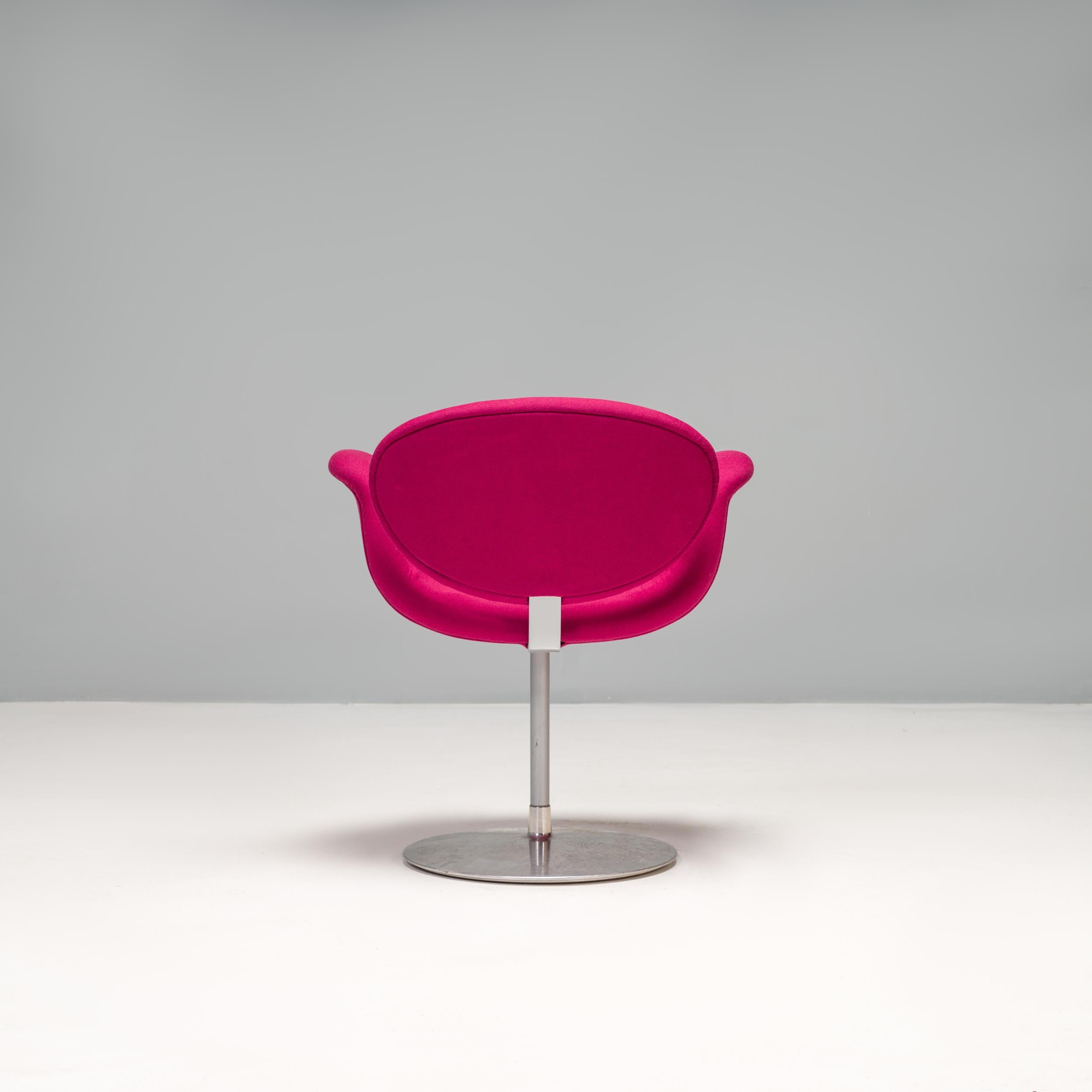 Dutch Artifort by Pierre Paulin Pink Fabric Little Tulip Swivel Chairs, Set of 4