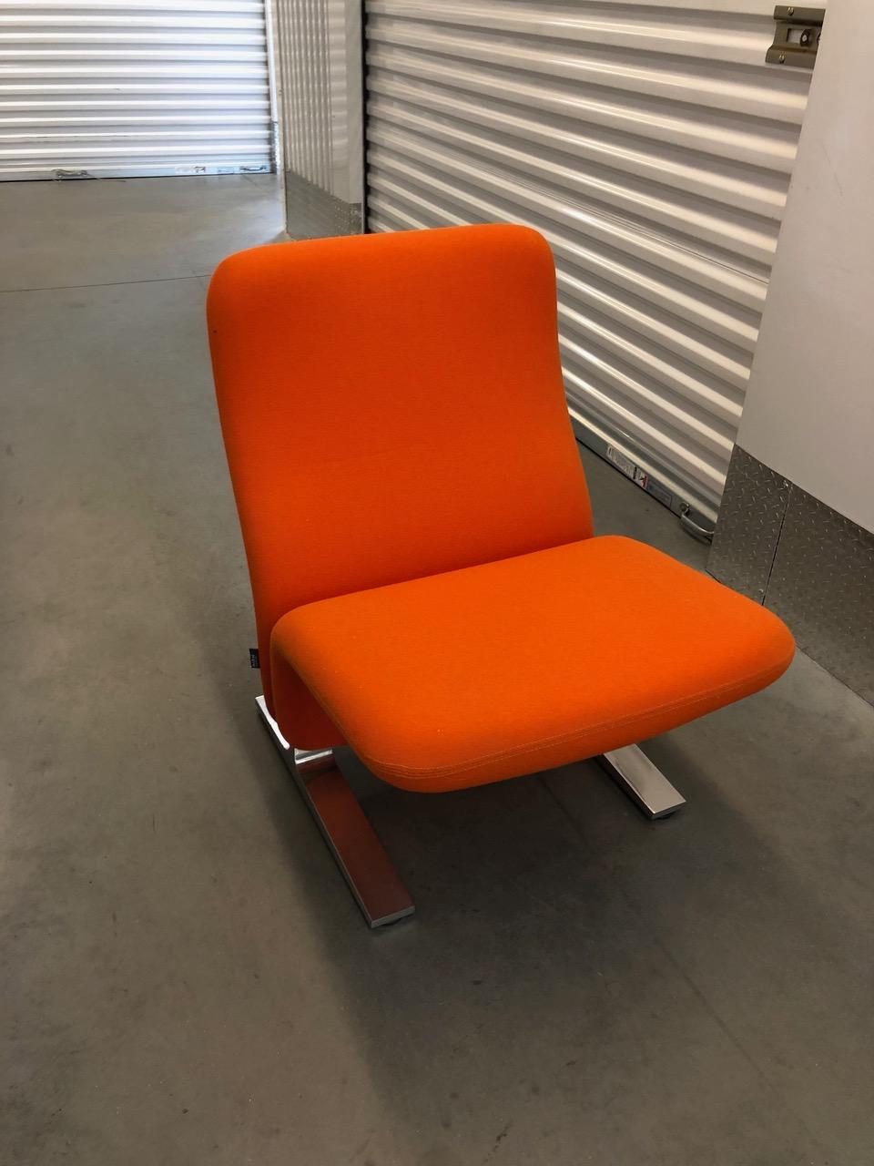 Dutch Artifort Classic Orange Low Back Concorde Chair by Pierre Paulin