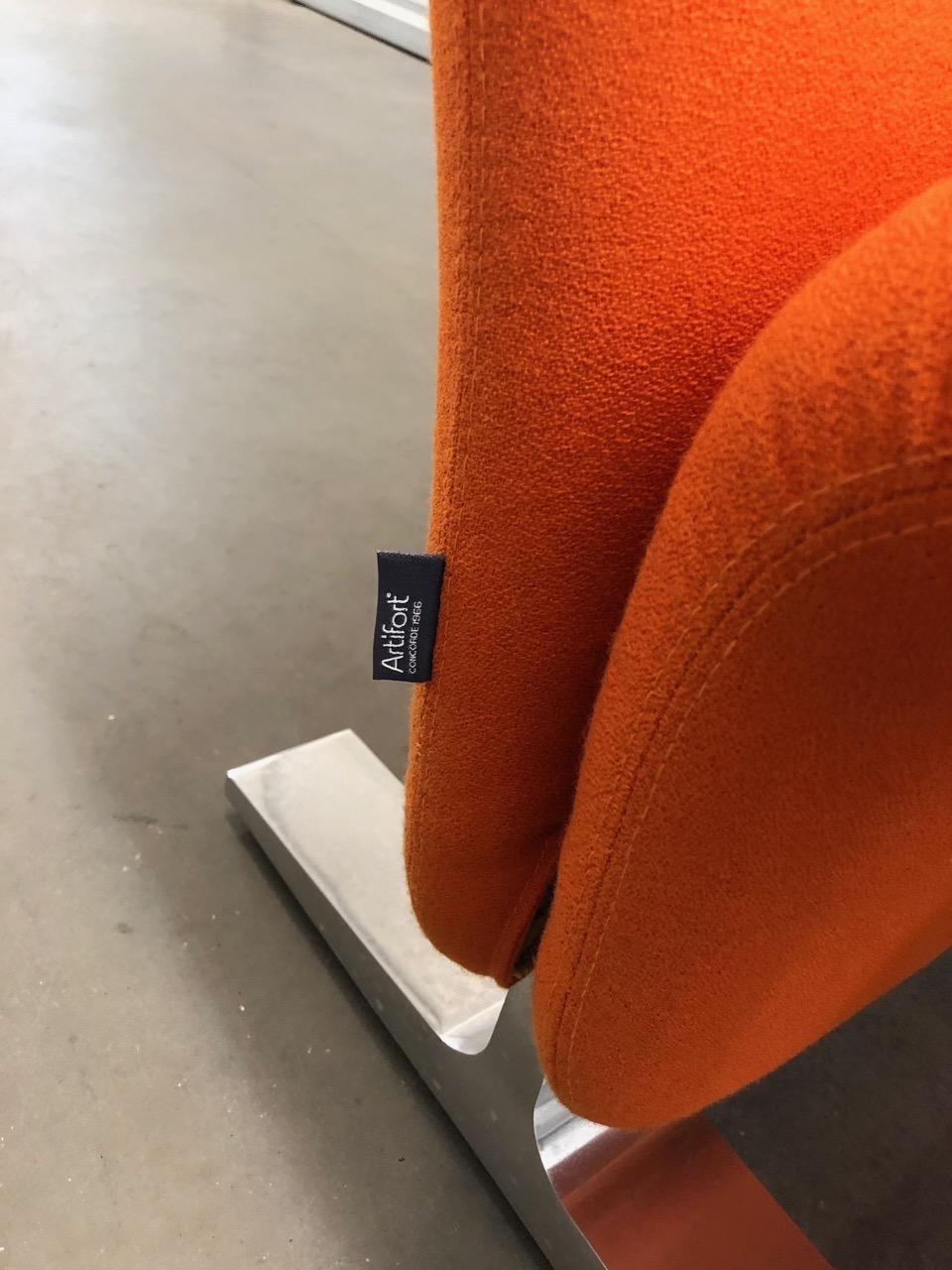 Fabric Artifort Classic Orange Low Back Concorde Chair by Pierre Paulin