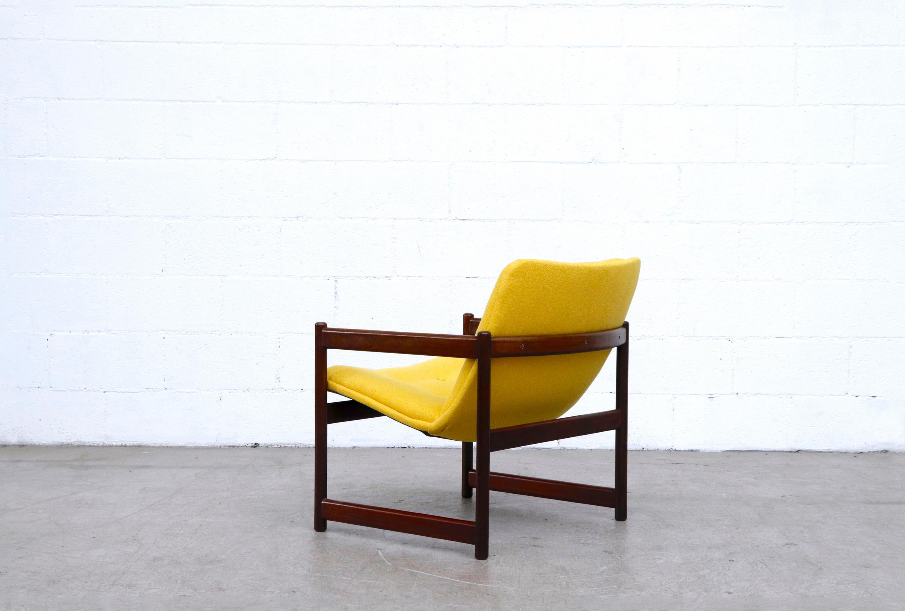 Mid-Century Modern Artifort Cube Lounge Chair with Wood Frame