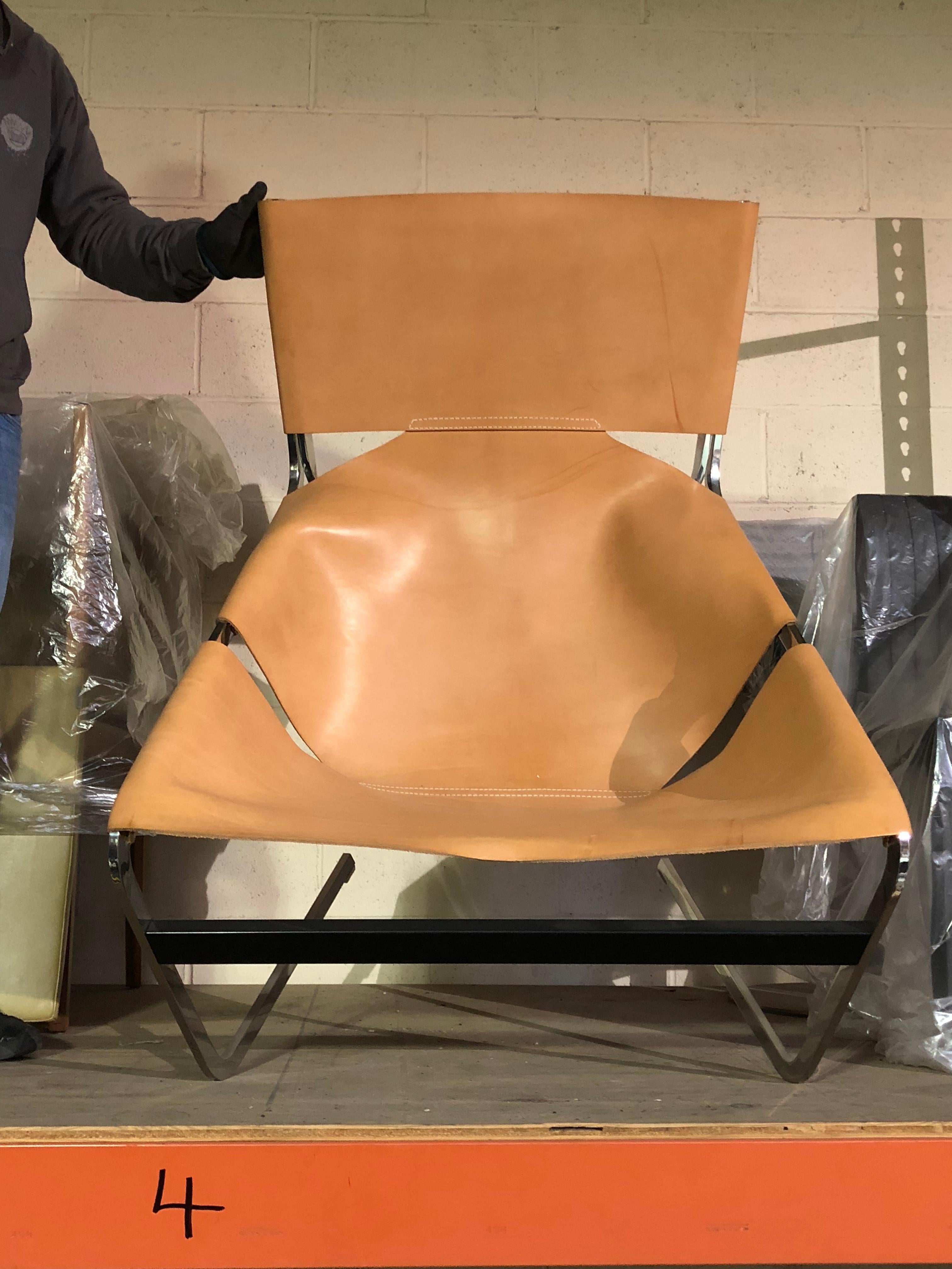 The F444 is Pierre Paulin’s design icon and dates back to 1963. It is one of the most representative designs of the revolutionary 1960s. This unique fauteuil, constructed from stainless steel and saddle Natural leather is sure to find a place in the