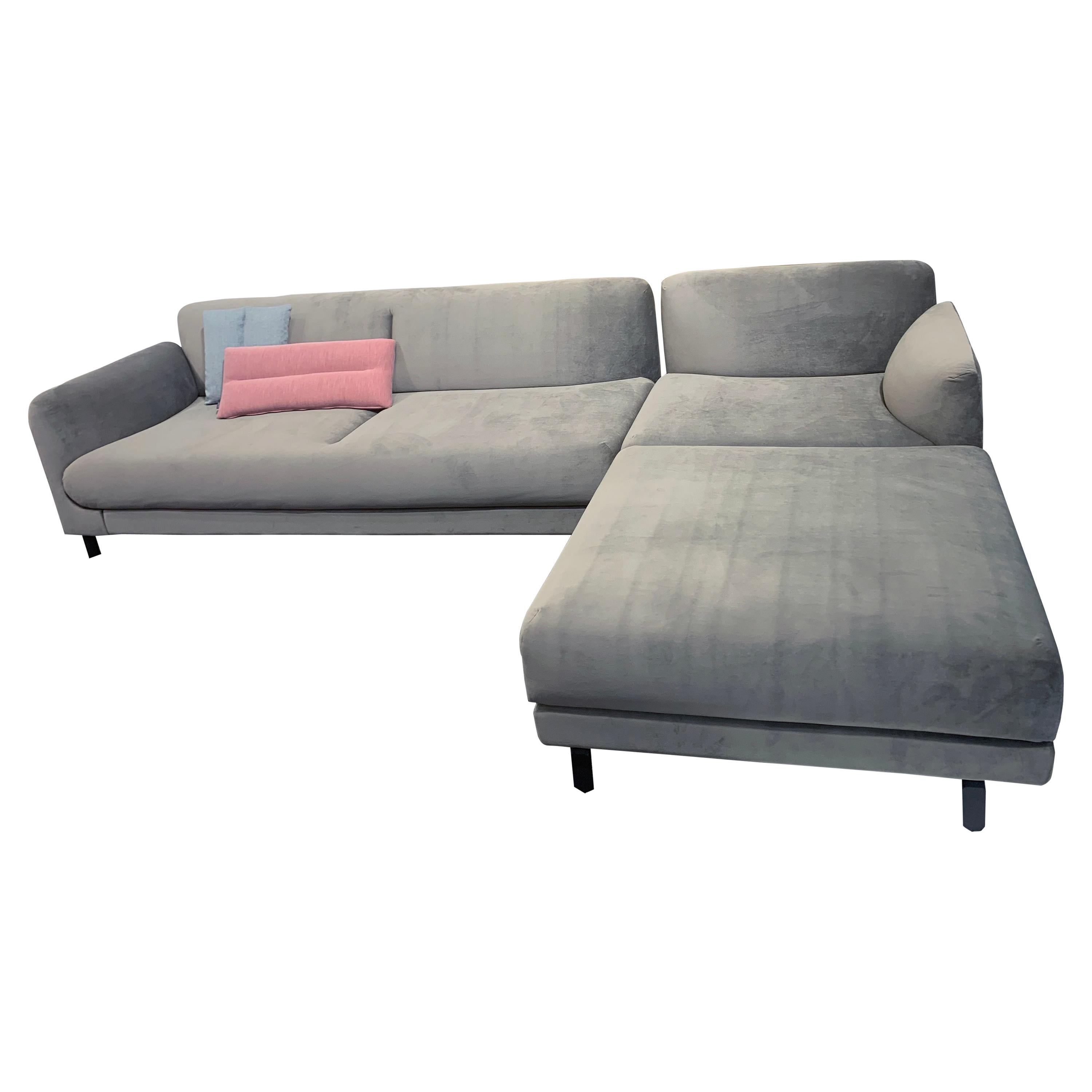 Artifort Figura Gray Velvet Sectional Sofa by Khodi Feiz
