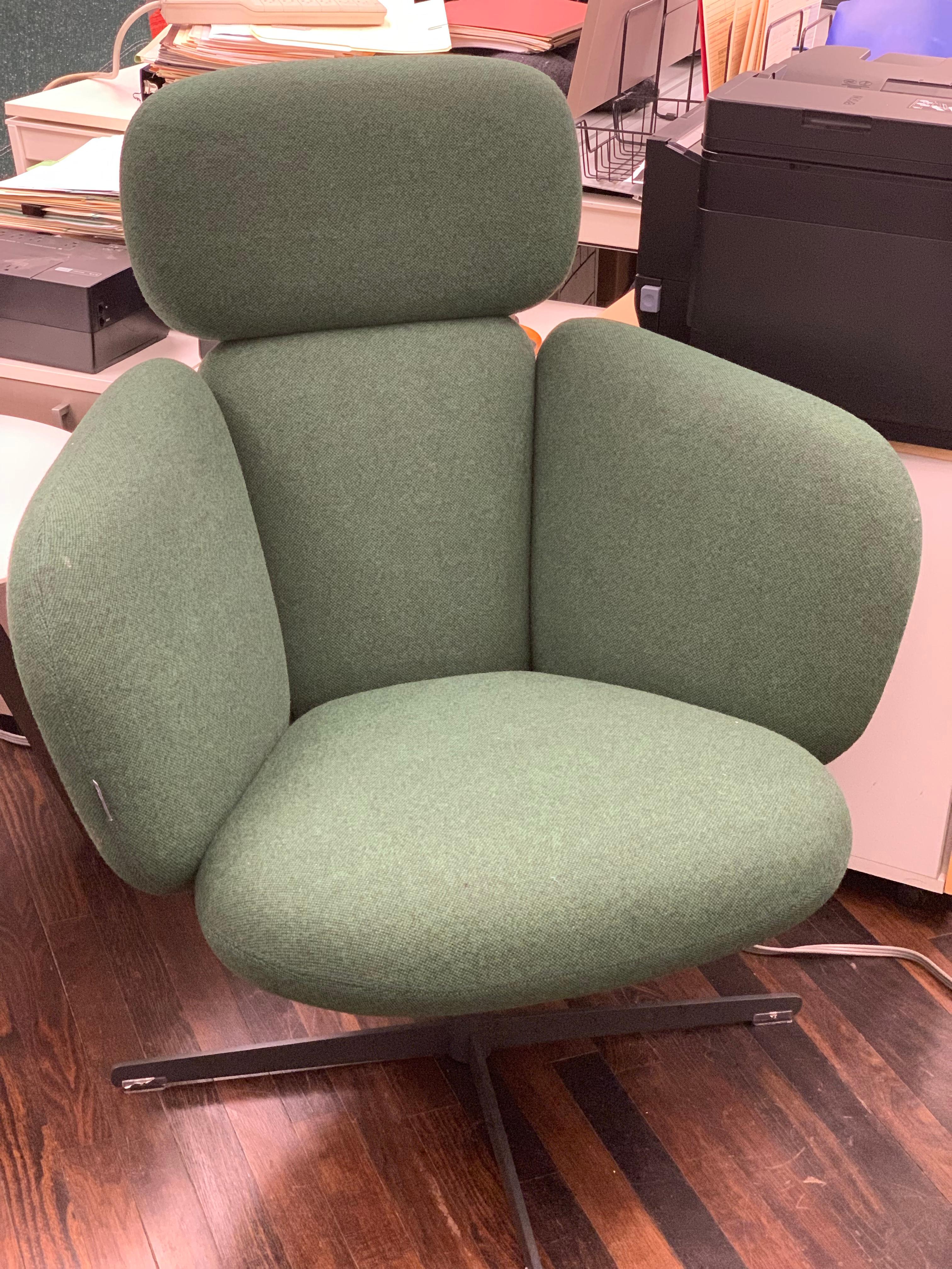Modern Artifort Green Bras High Back Swivel Lounge Chair Designed by Khodi Feiz