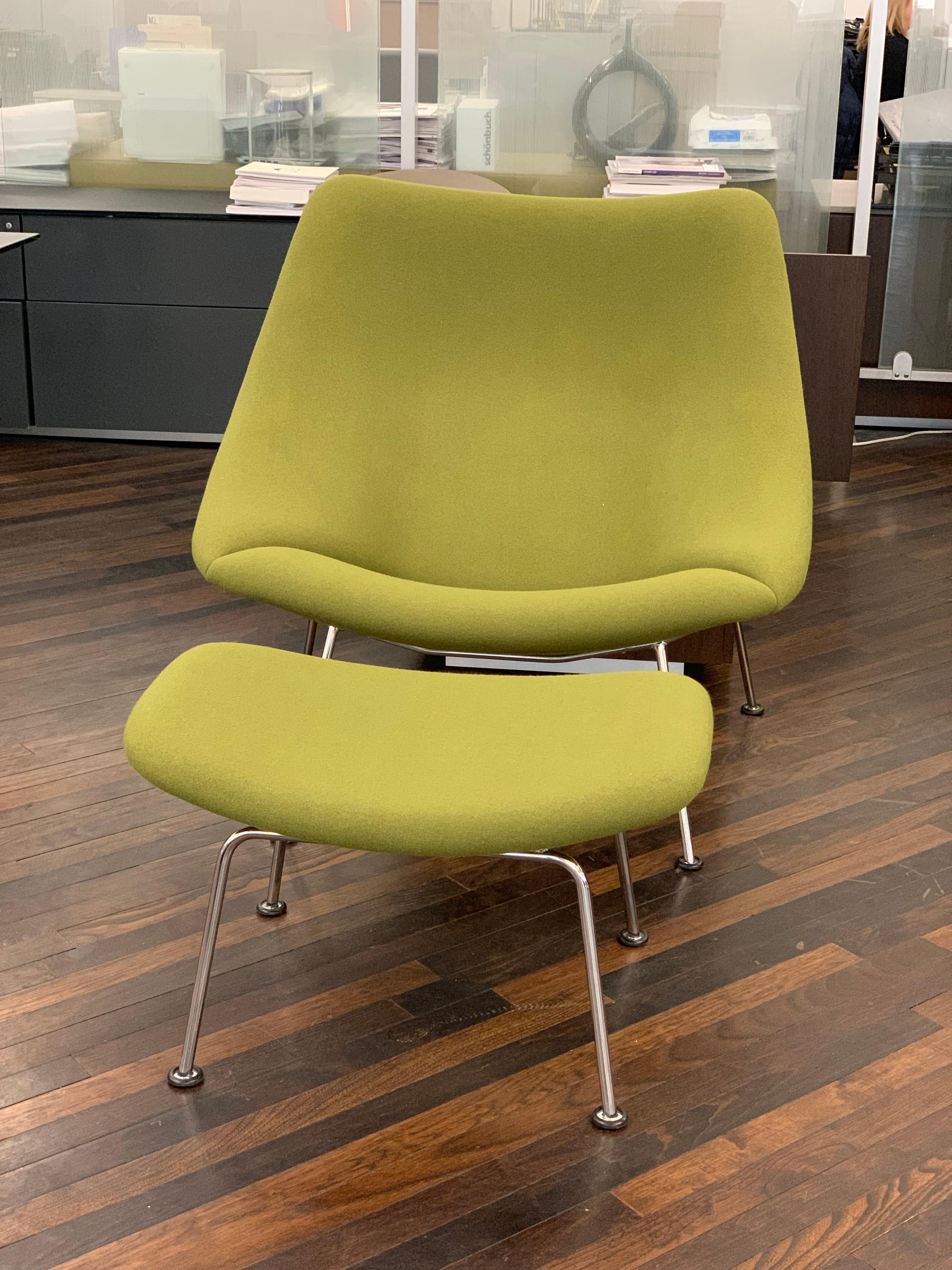 Modern Artifort Green Oyster Chair with Ottoman by Pierre Paulin